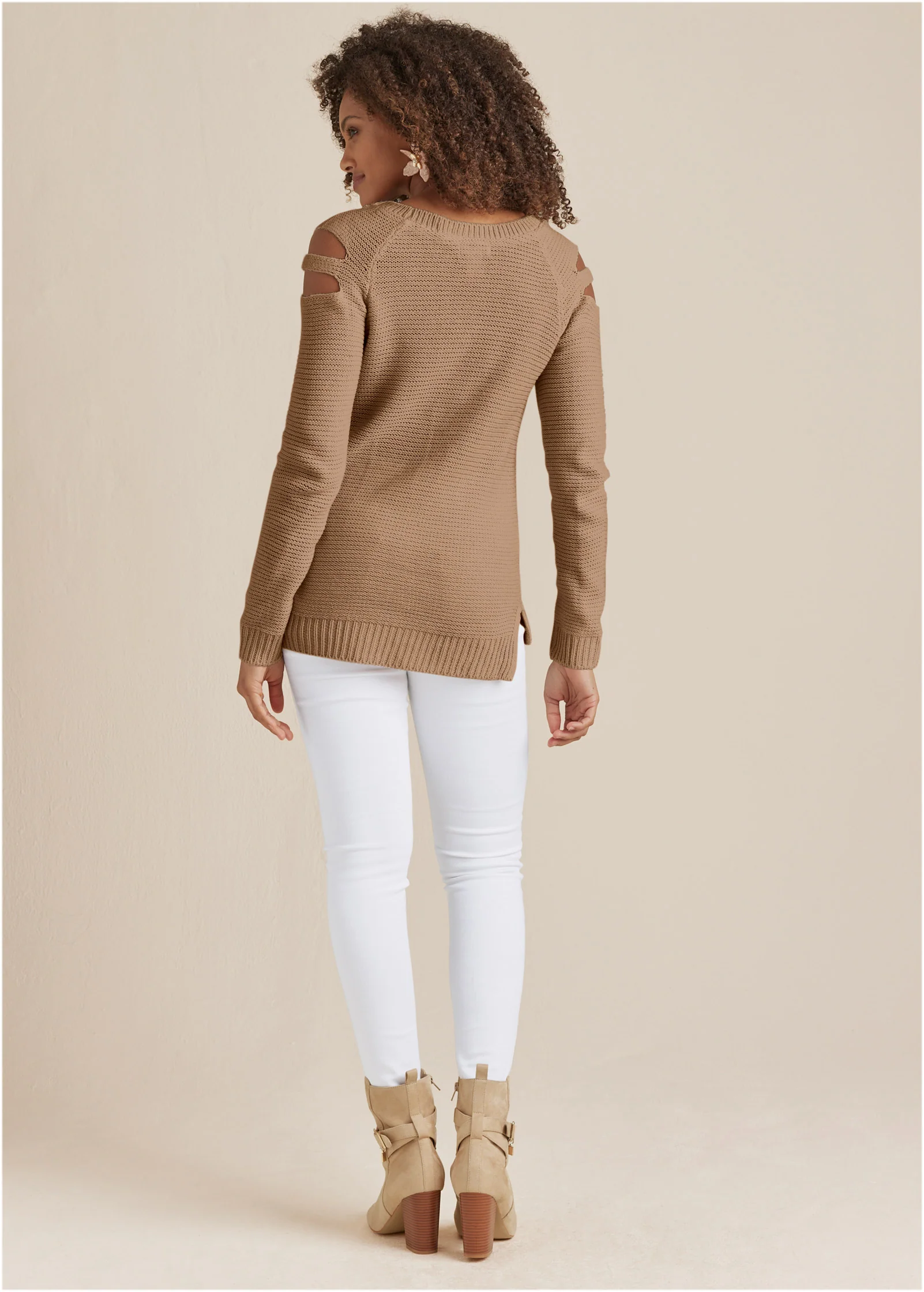 Cutout sleeve sweater - Tan