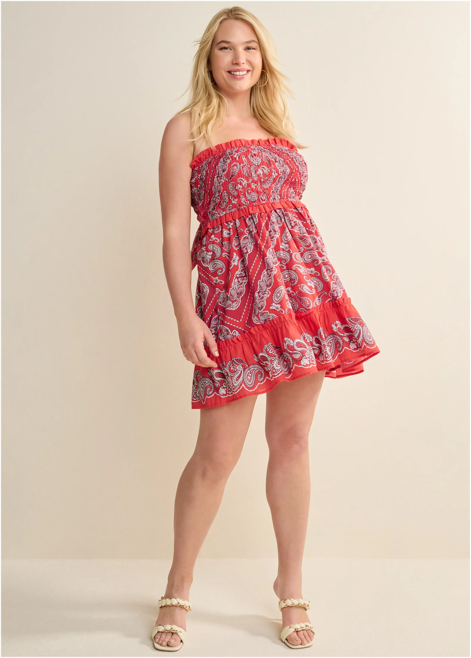 Reversible mini dress  - Red & White