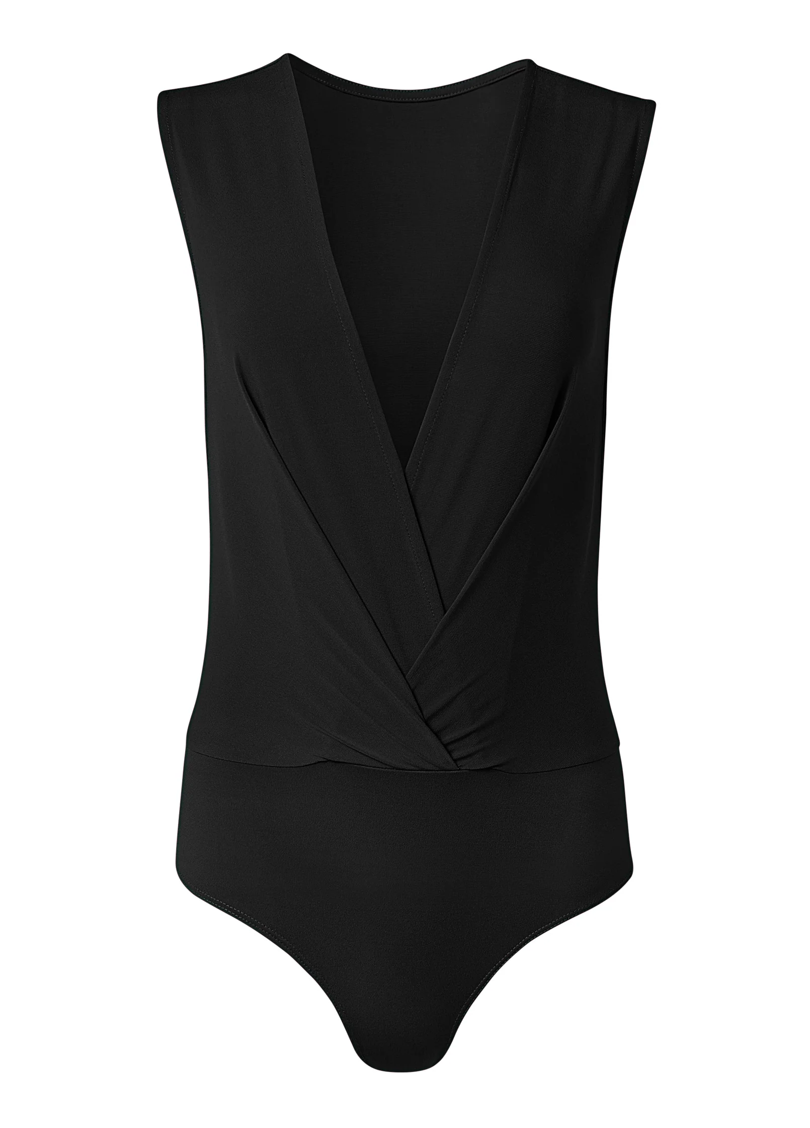Plunging neckline bodysuit - Black