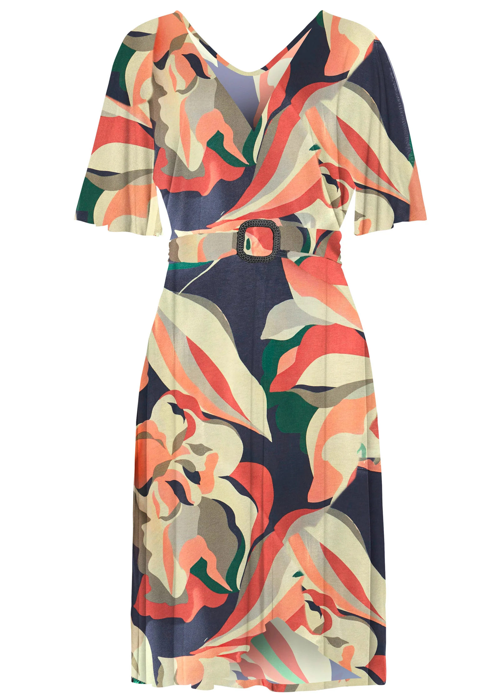 Print midi dress - Navy Multi