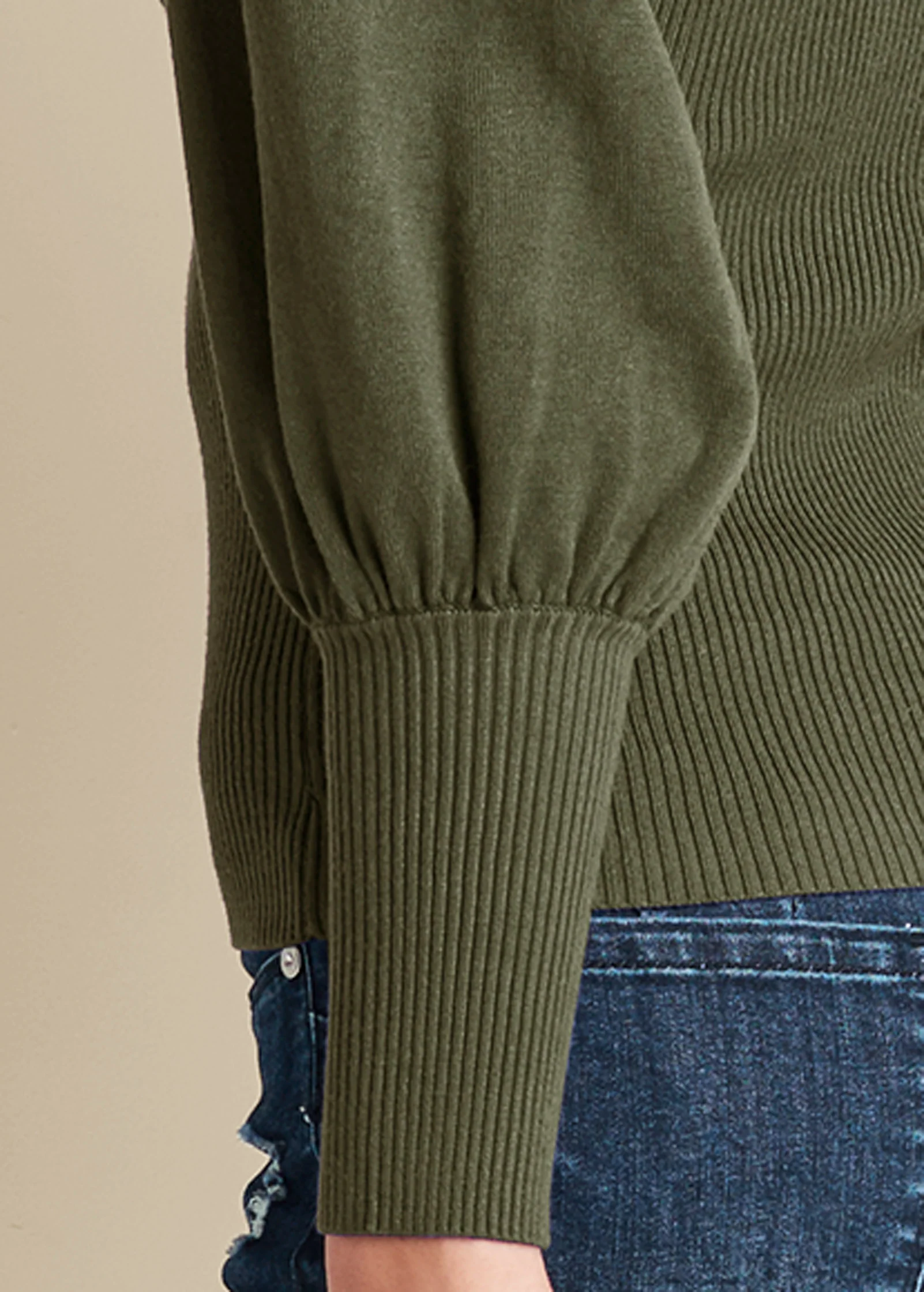Puff sleeve sweater - Olive