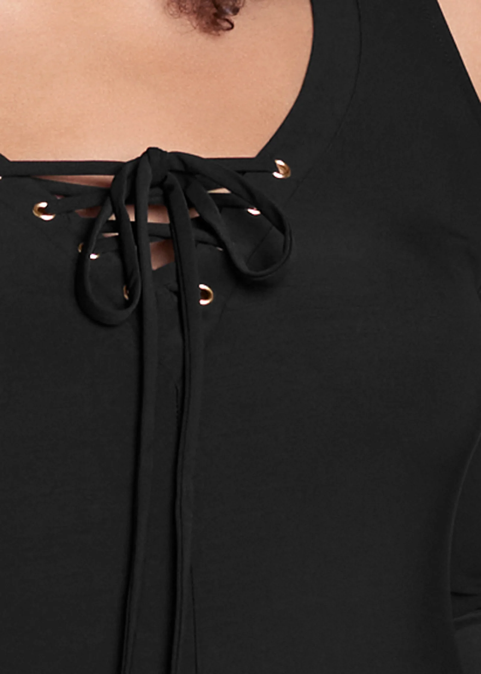 Lace up cold shoulder maxi top - Black