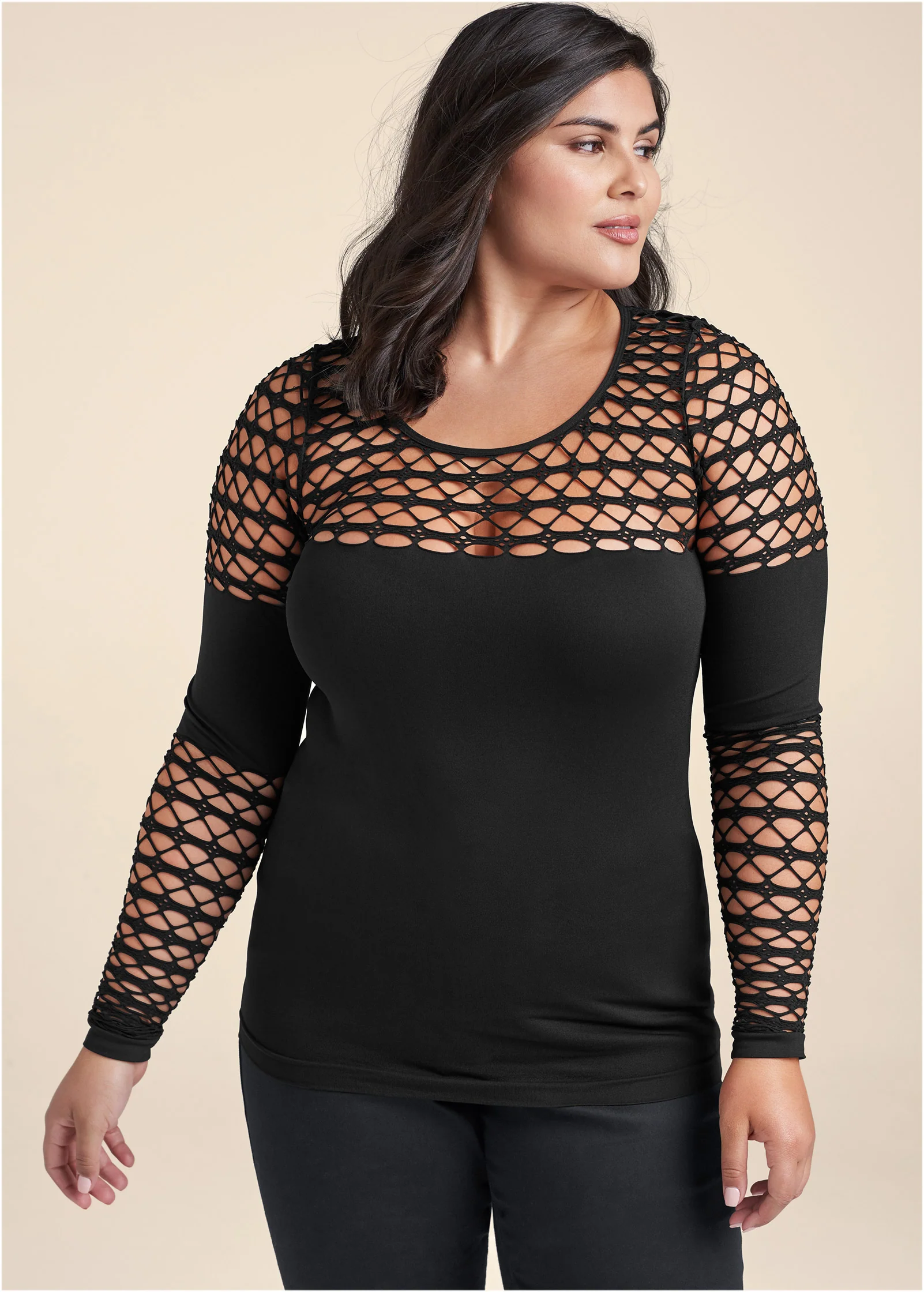 Seamless fitted cutout top - Black