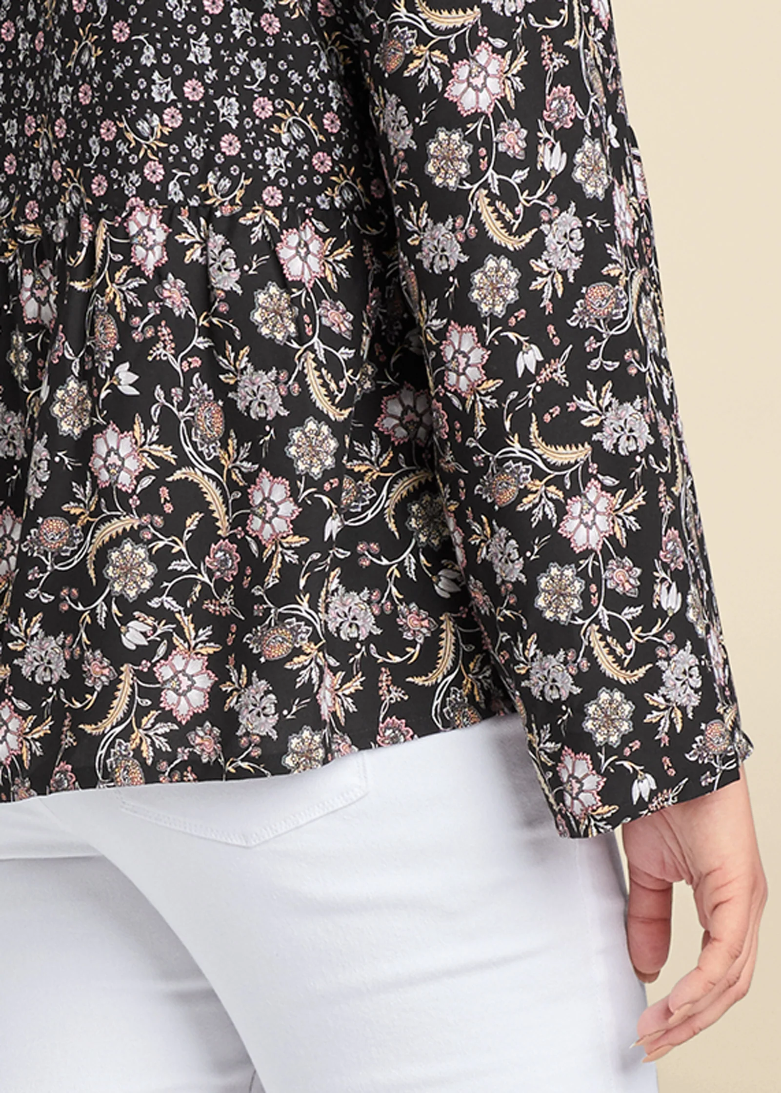 Floral printed top - Black Multi