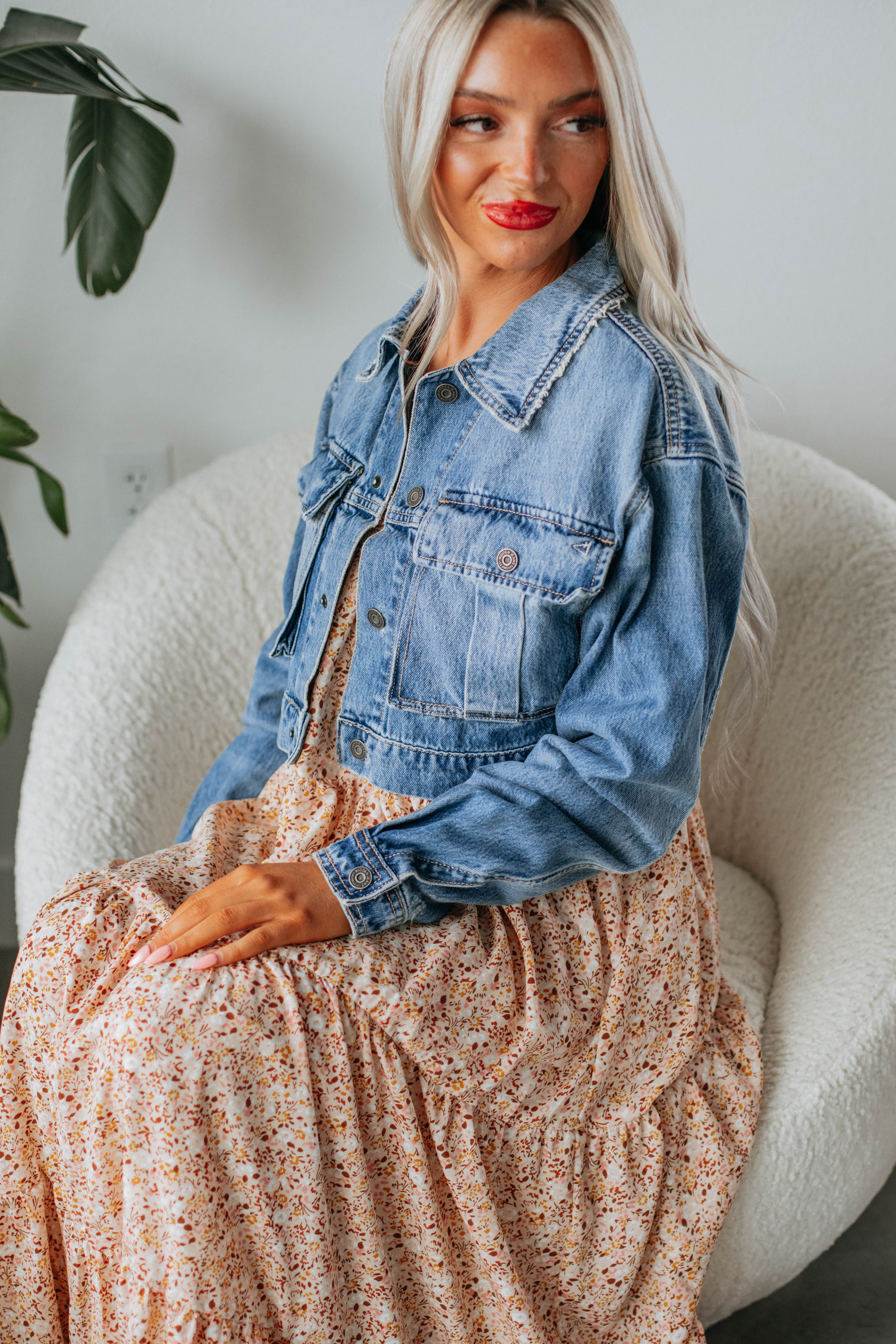 Desi Hidden Denim Jacket - Medium Wash