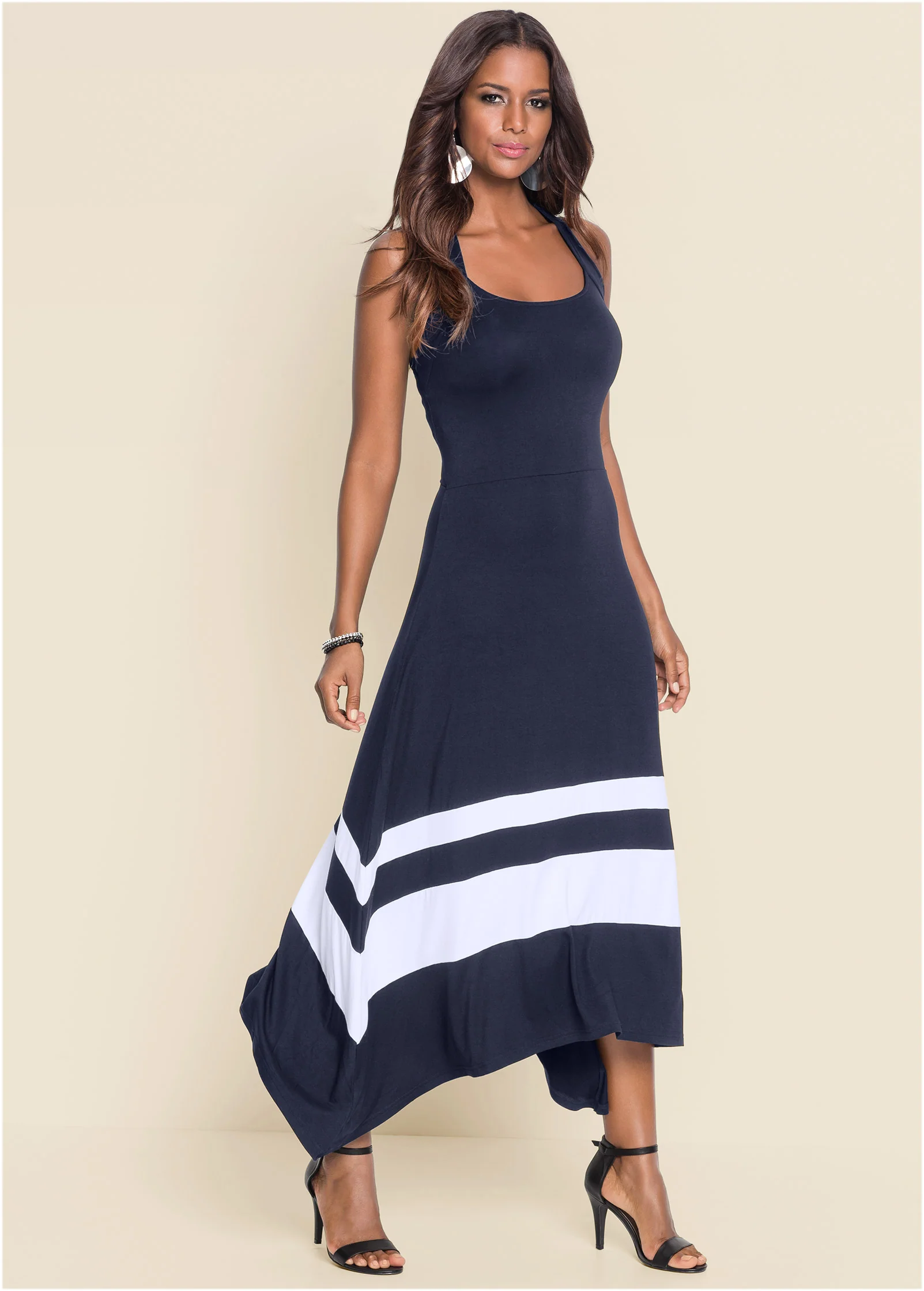 Color block maxi dress - Navy & White