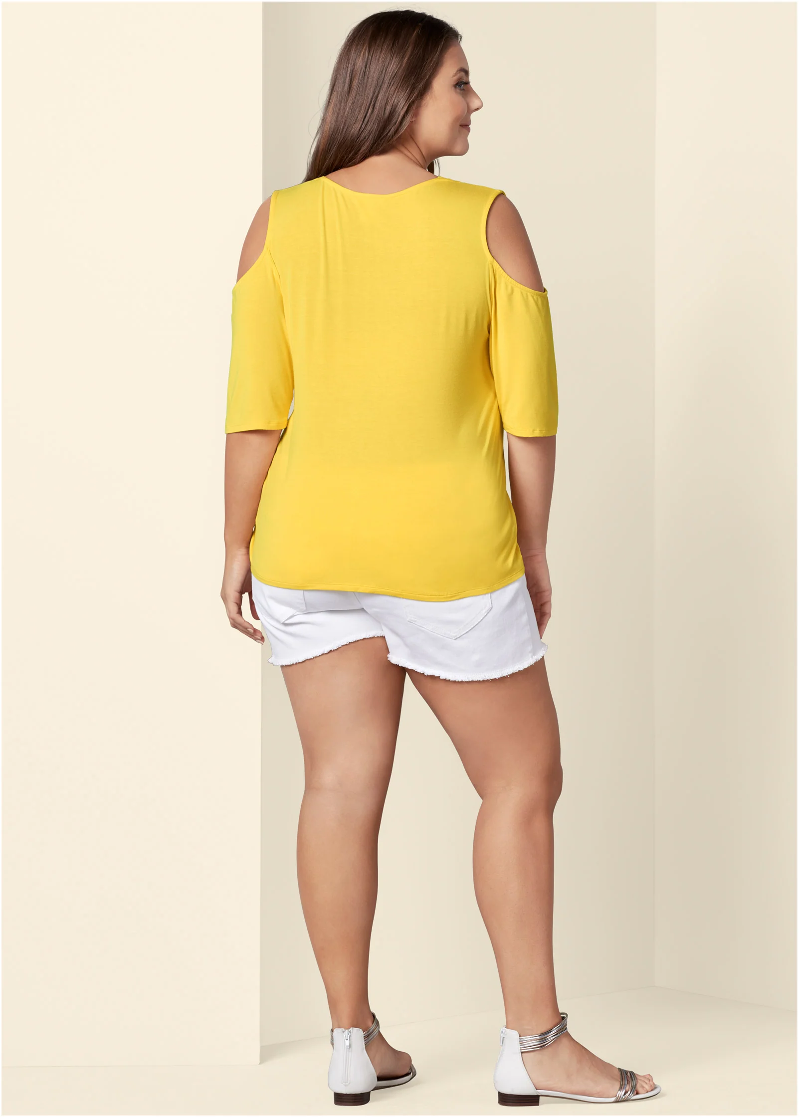 Strappy cold-shoulder top - Yellow