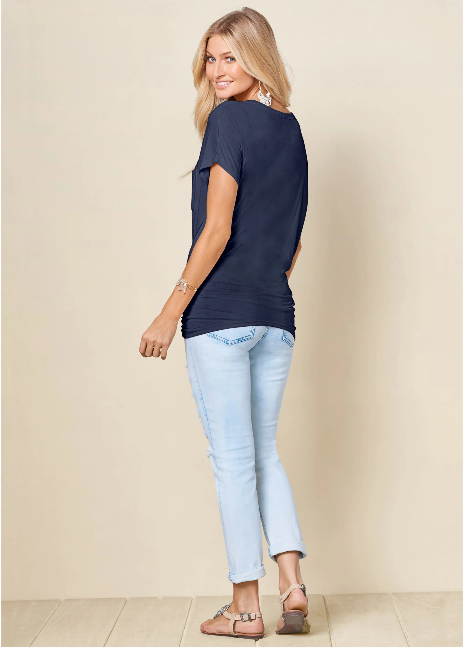 Twisted knot detail tee - Navy