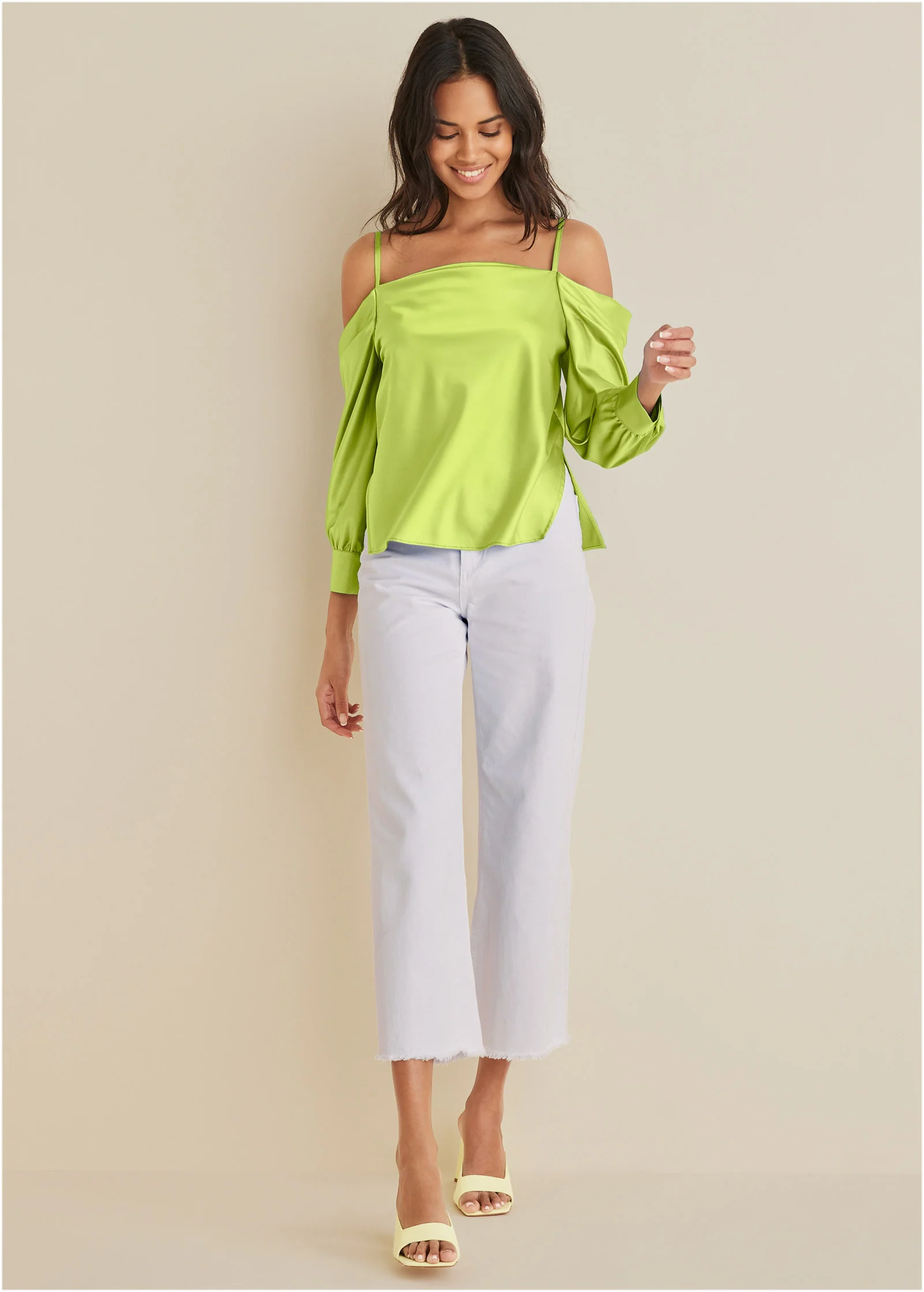 Cold shoulder blouse - Lime