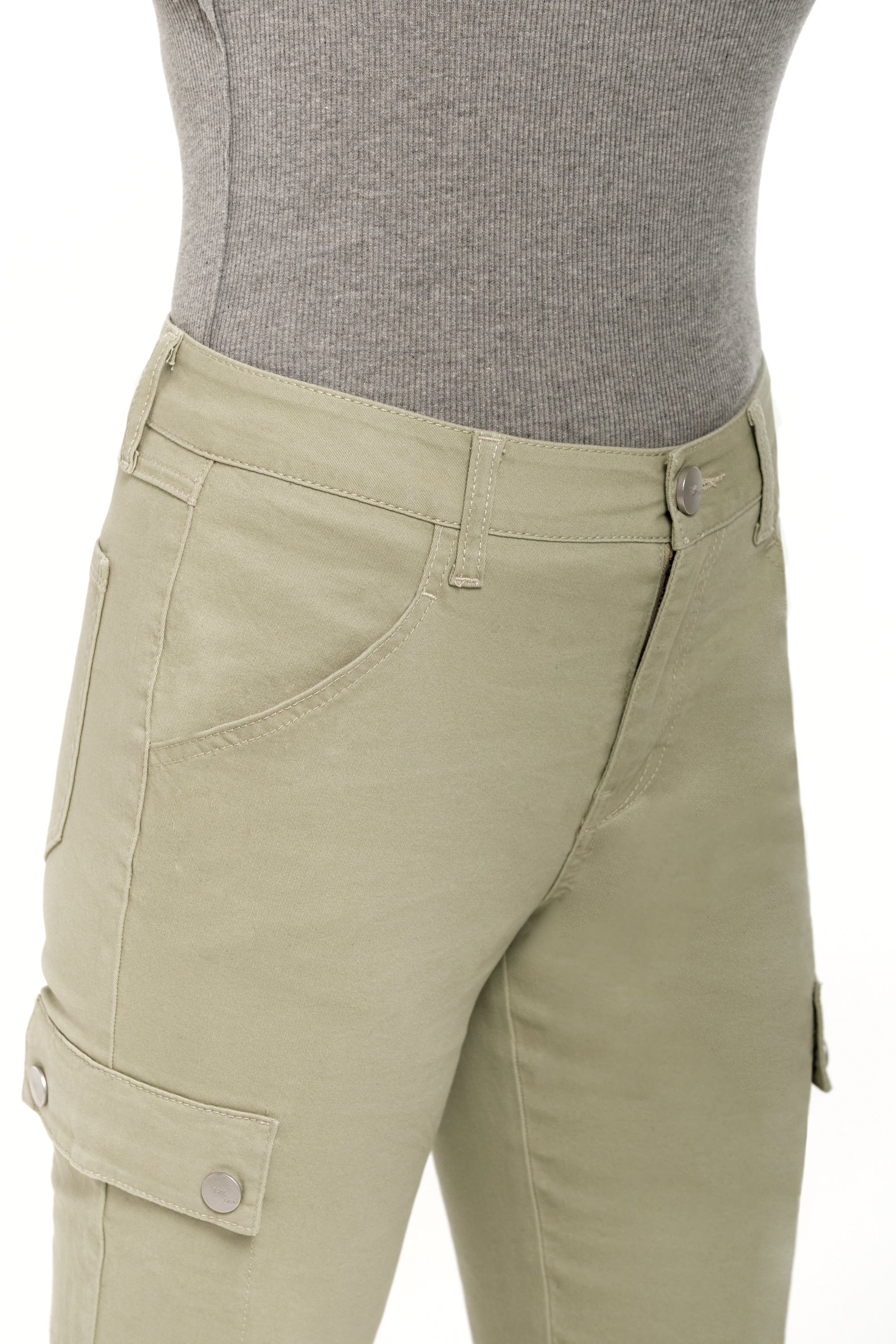 Twill Cargo Boot W/ Slit in Green Haze