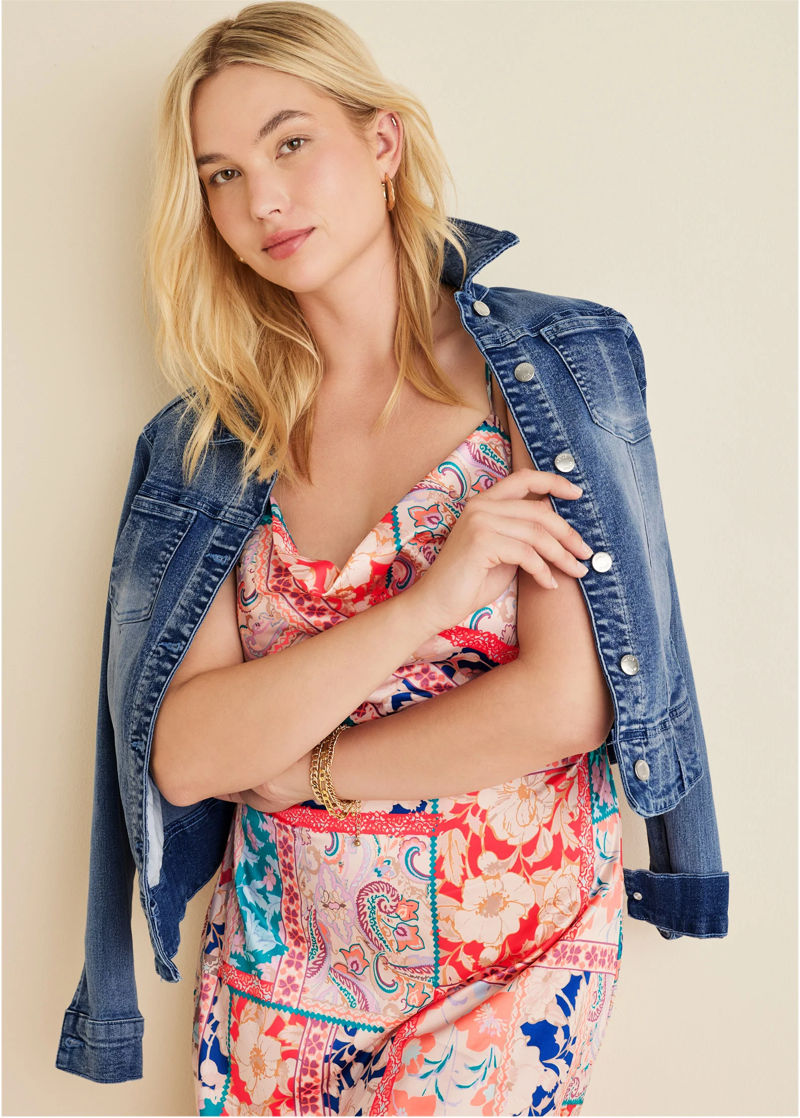 Cowl neck slip dress - Venetian Patchwork