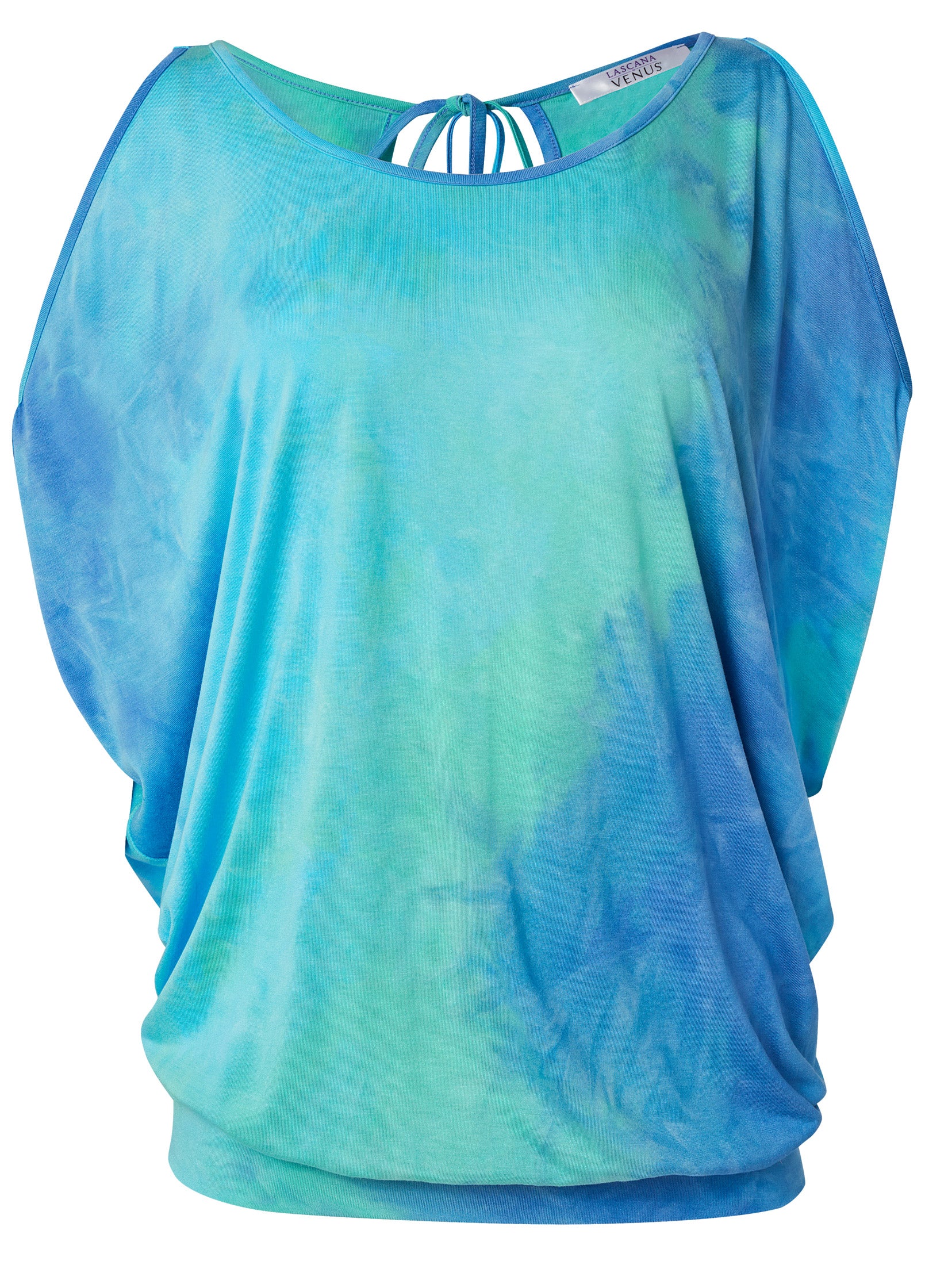 Tie dye cold-shoulder top - Blue Multi