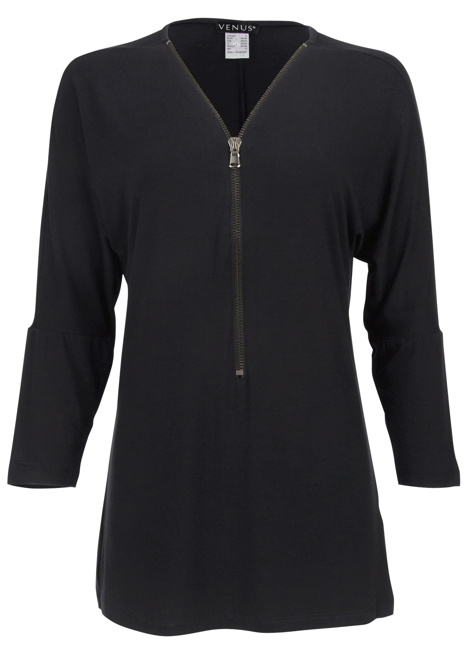 Zip detail top - Black