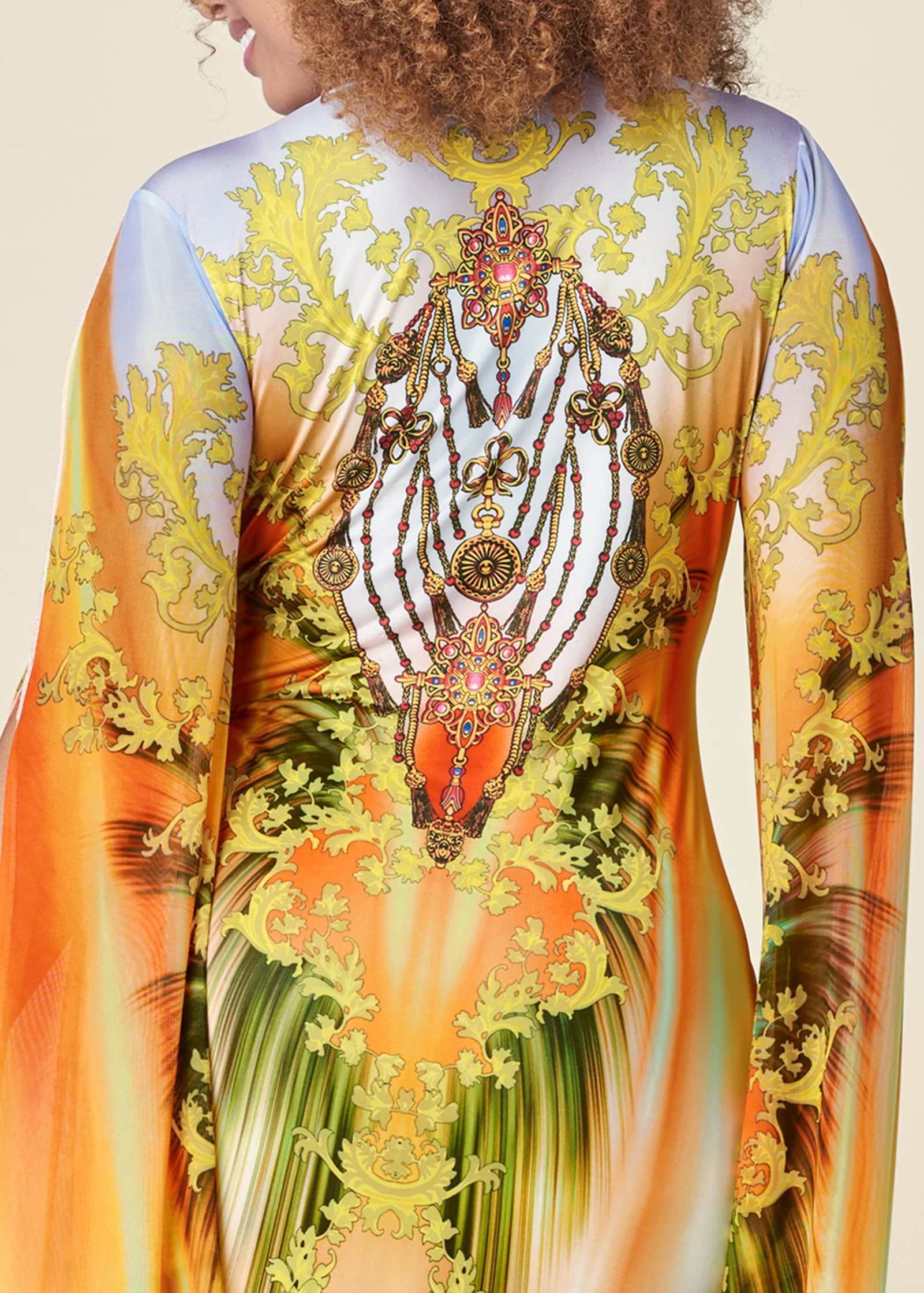 Exaggerated sleeve dress - Yellow Multi