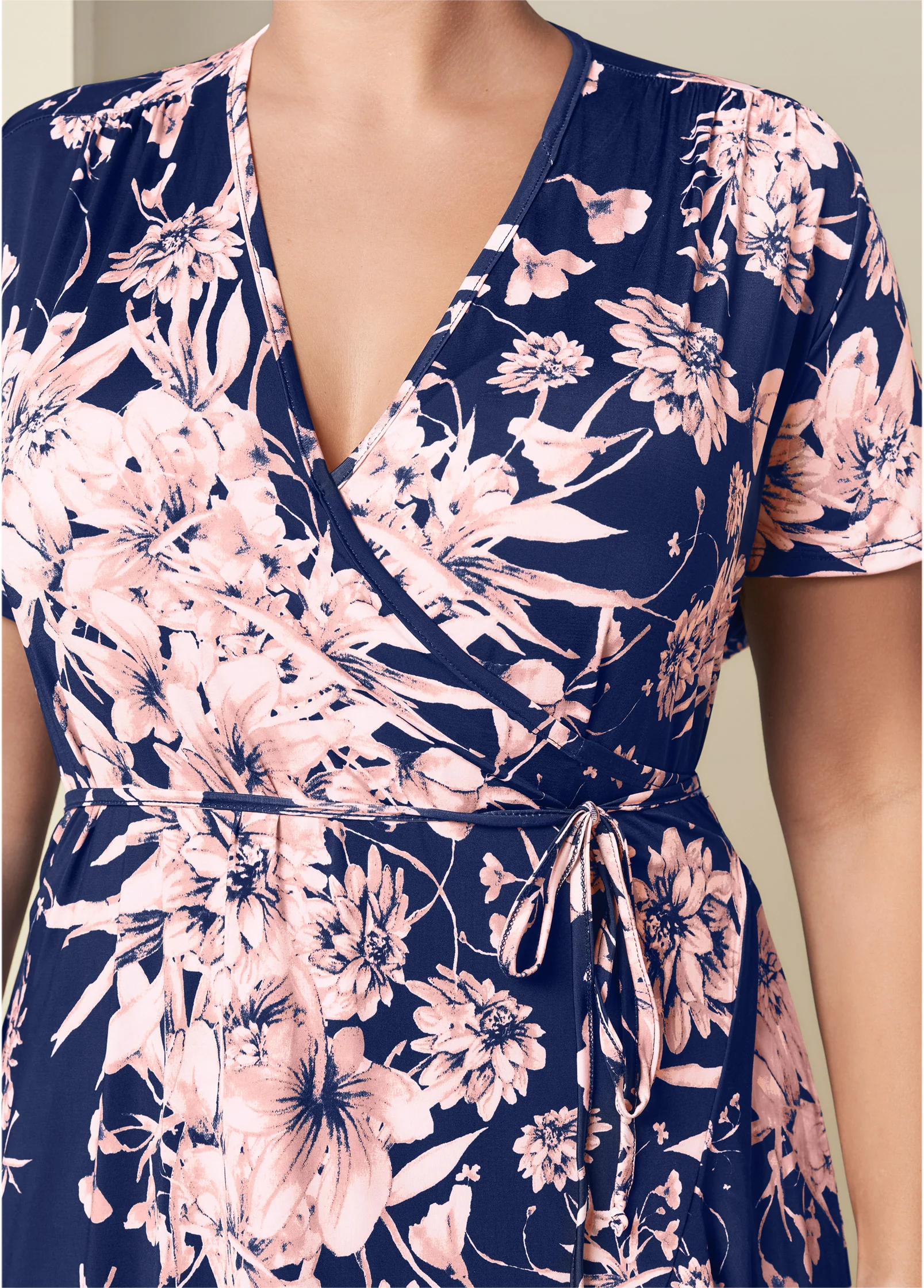 Floral print wrap dress - Navy Multi