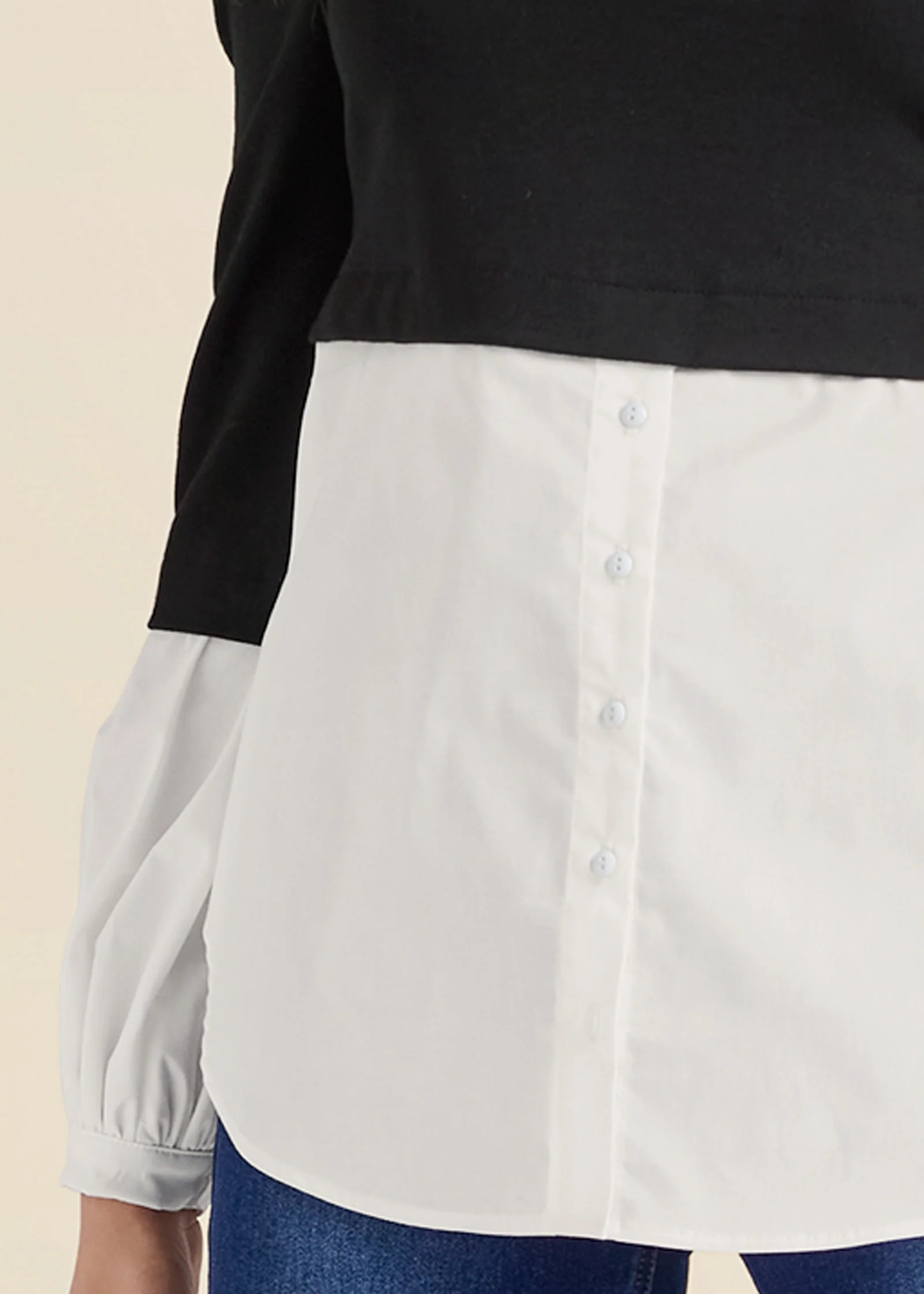 Off-the-shoulder blouse - Black & White