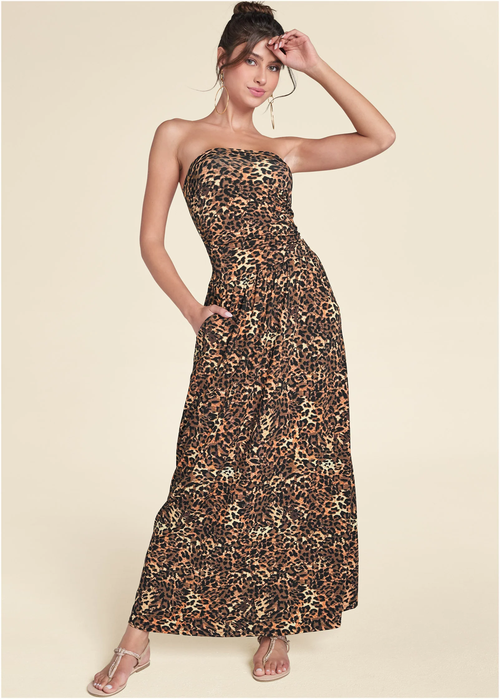 Printed maxi dress - Brown Multi