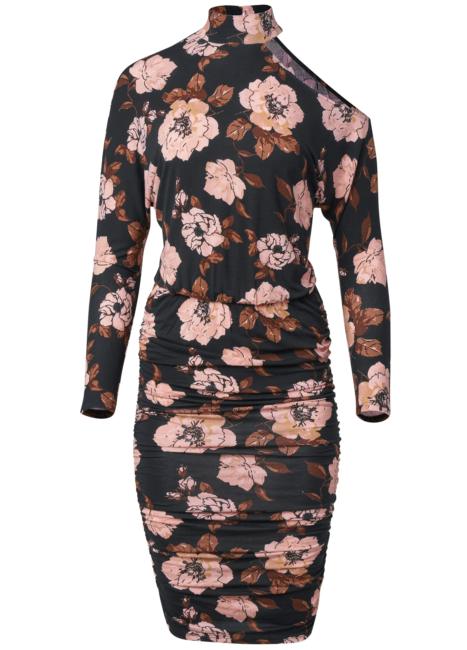 Ruched midi dress  - Black Multi