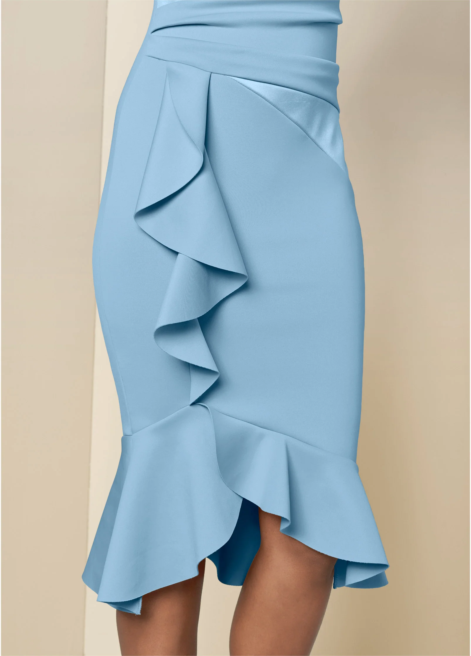 Ruffle Detail Dress - Light Blue