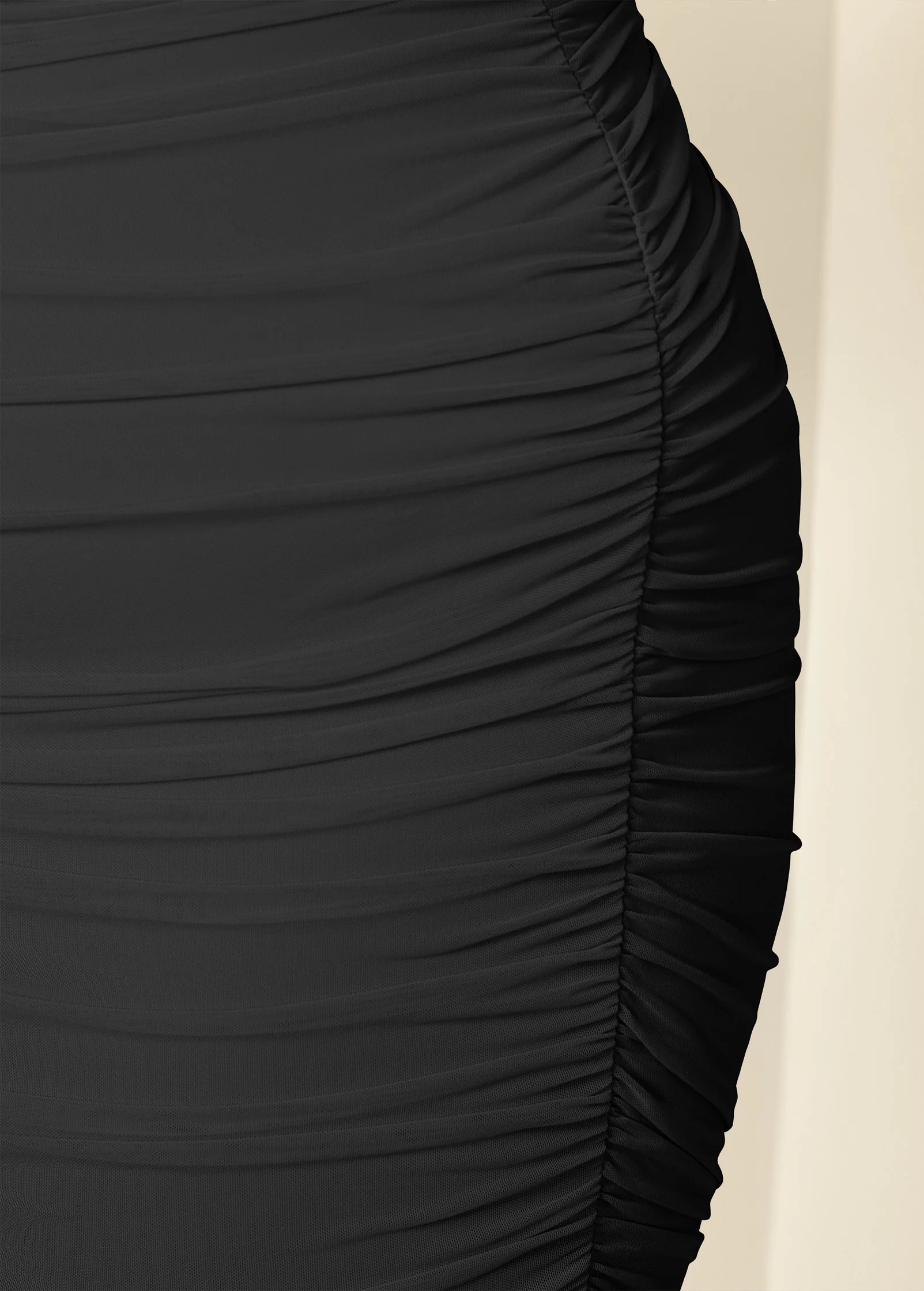 Ruched mesh bodycon dress - Black