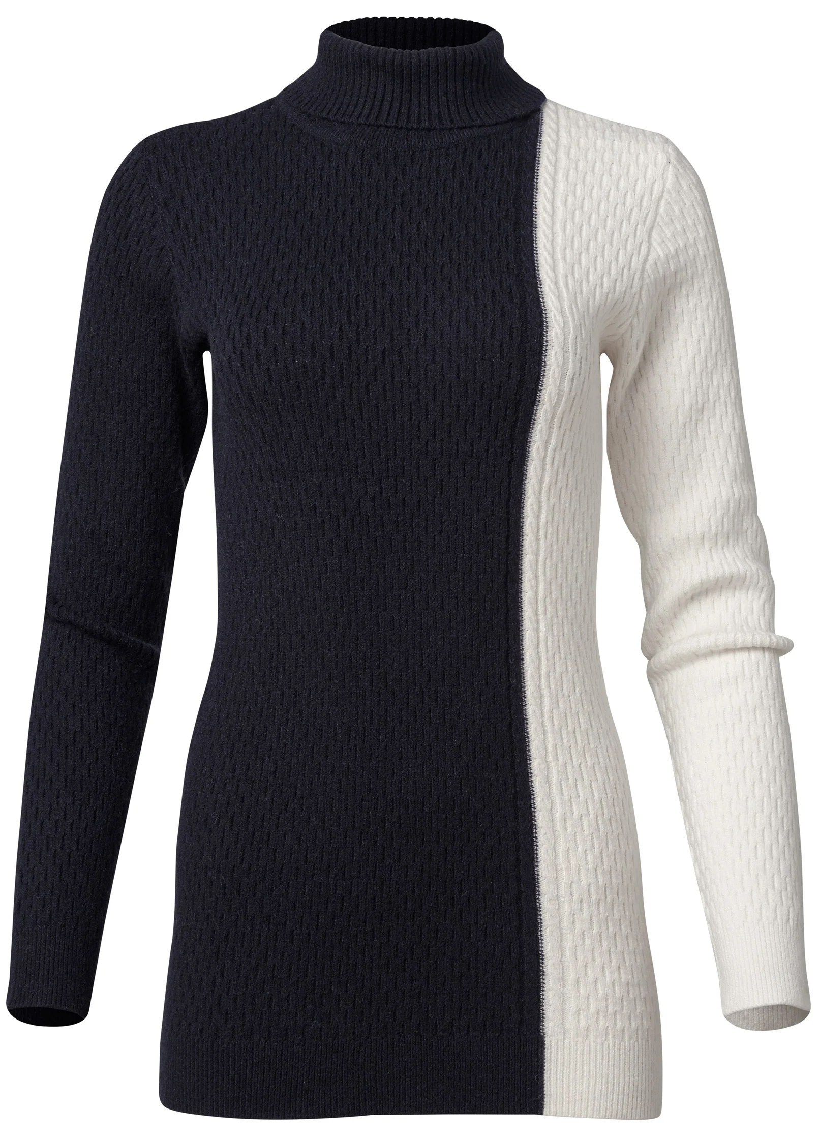 Colorblock turtleneck sweater - Black & Off White