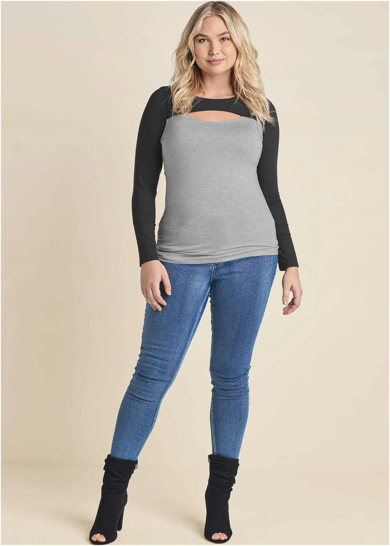 Color block casual top - Black Multi