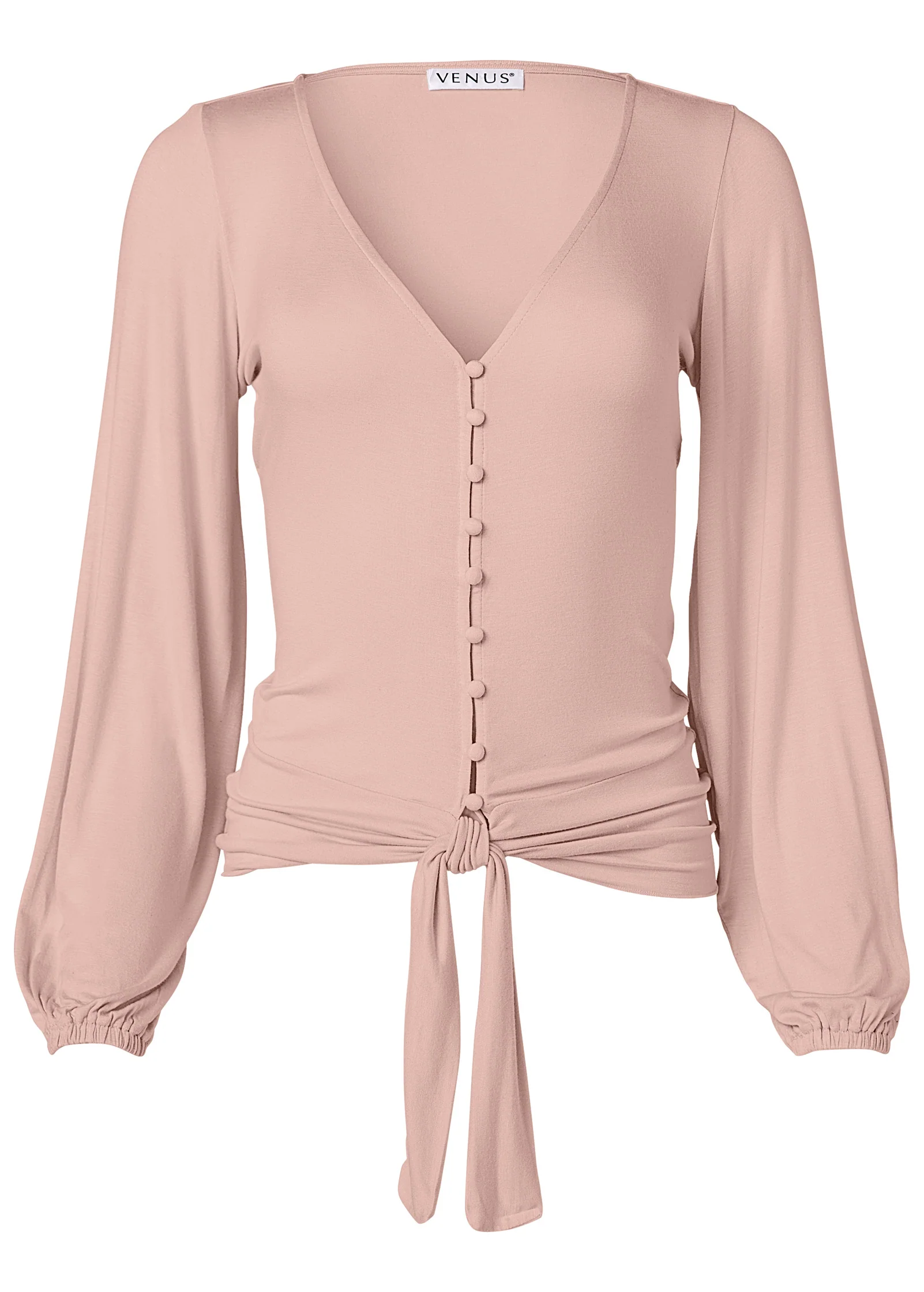 Tie-front button-up top - Peach