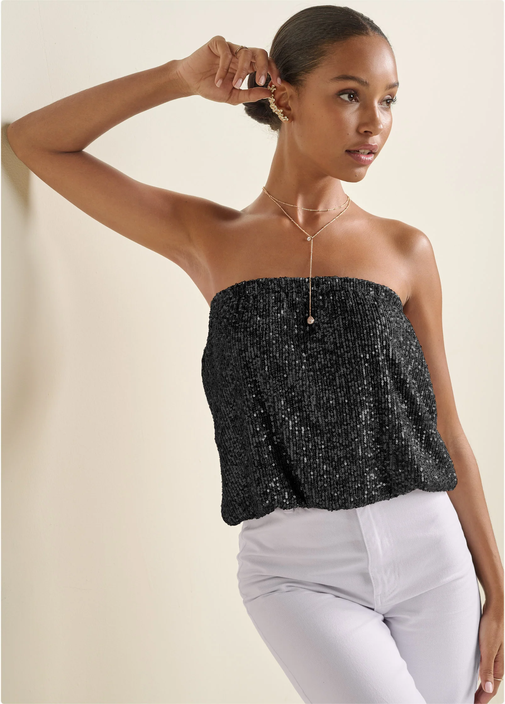 Sequin tube top - Black