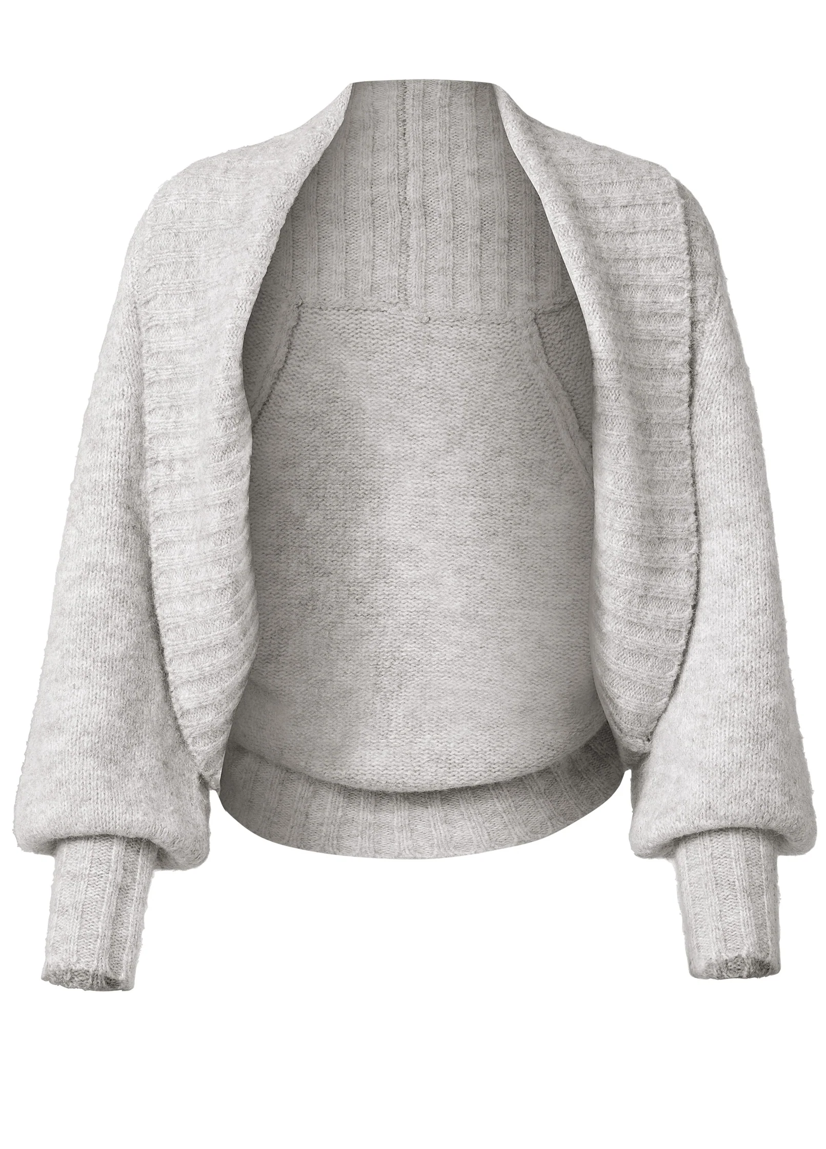 Ribbed knit shrug - Heather Grey