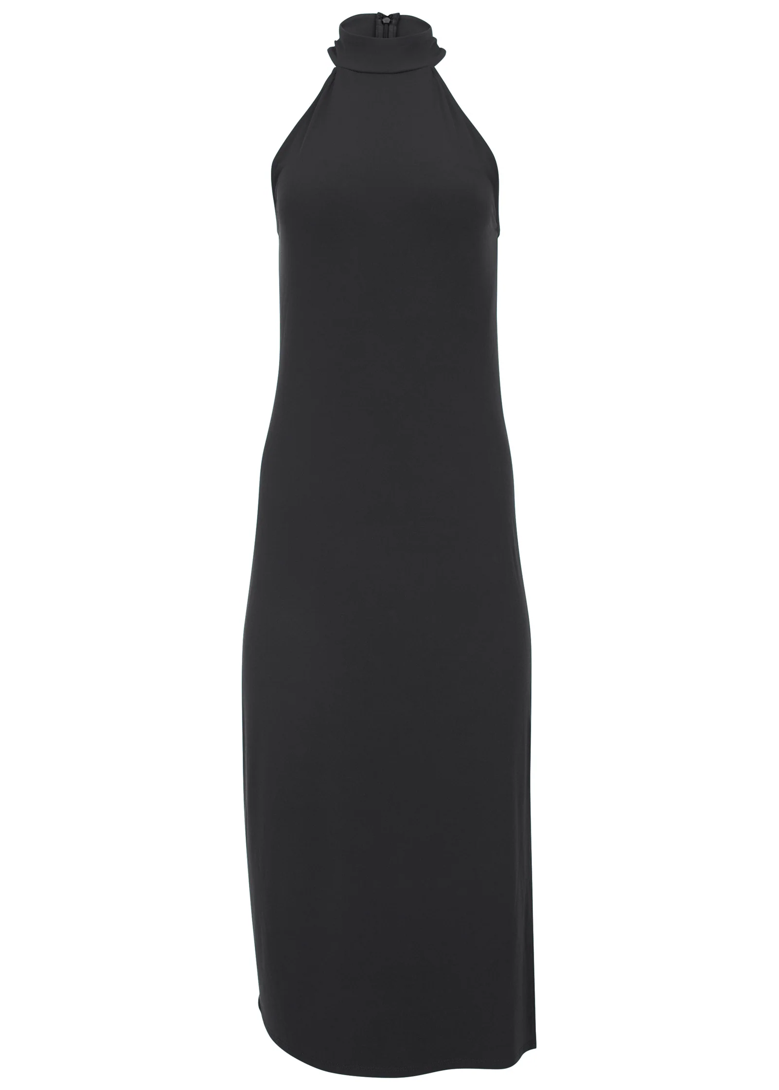 High neck midi dress - Black