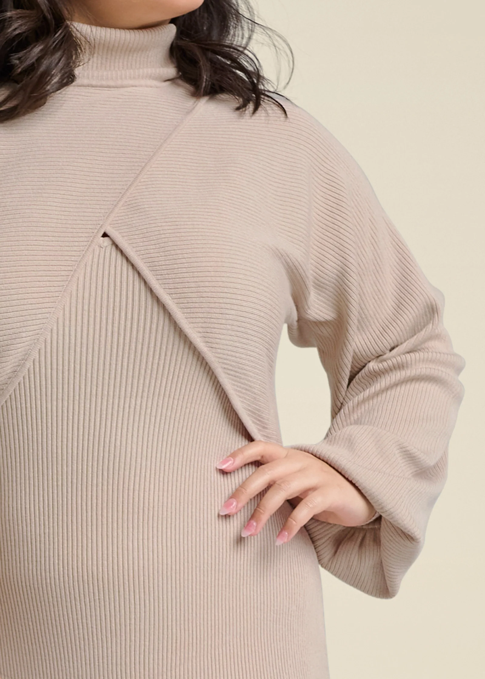 Shrug detail sweater dress  - Taupe