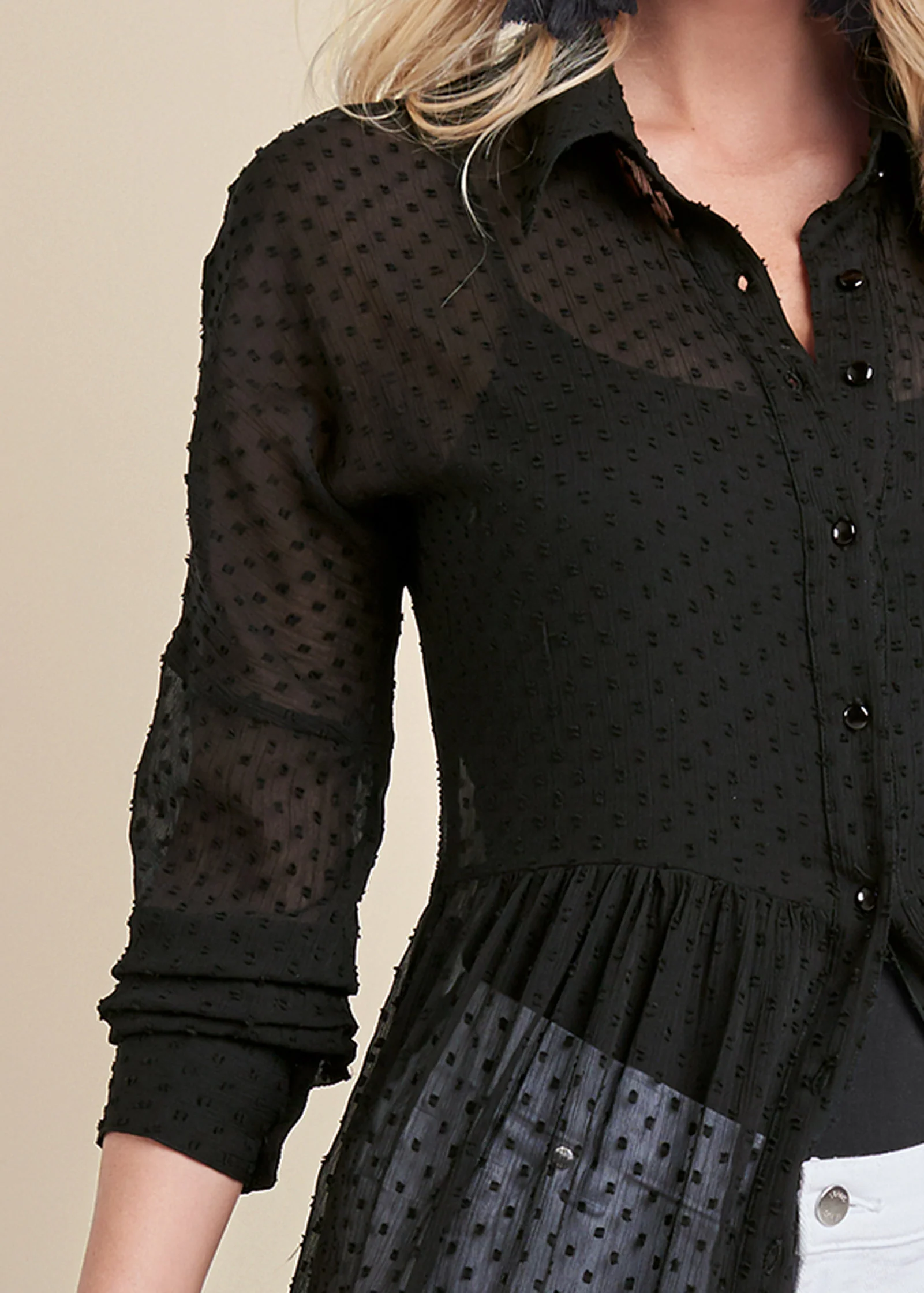 Swiss dot maxi top - Black