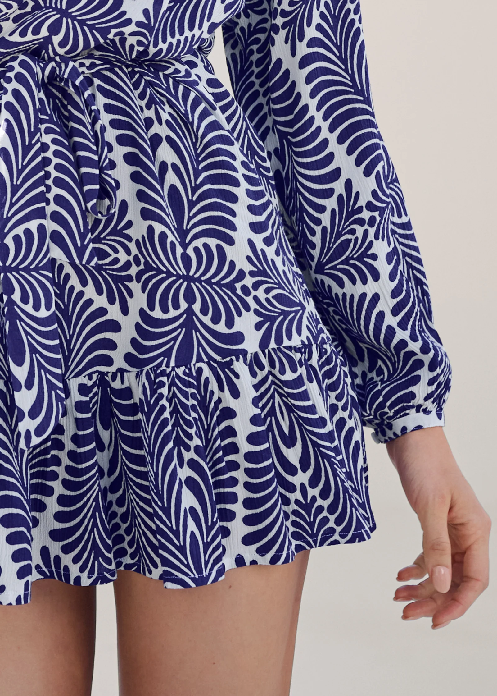 Printed ruffle mini dress - Navy Multi