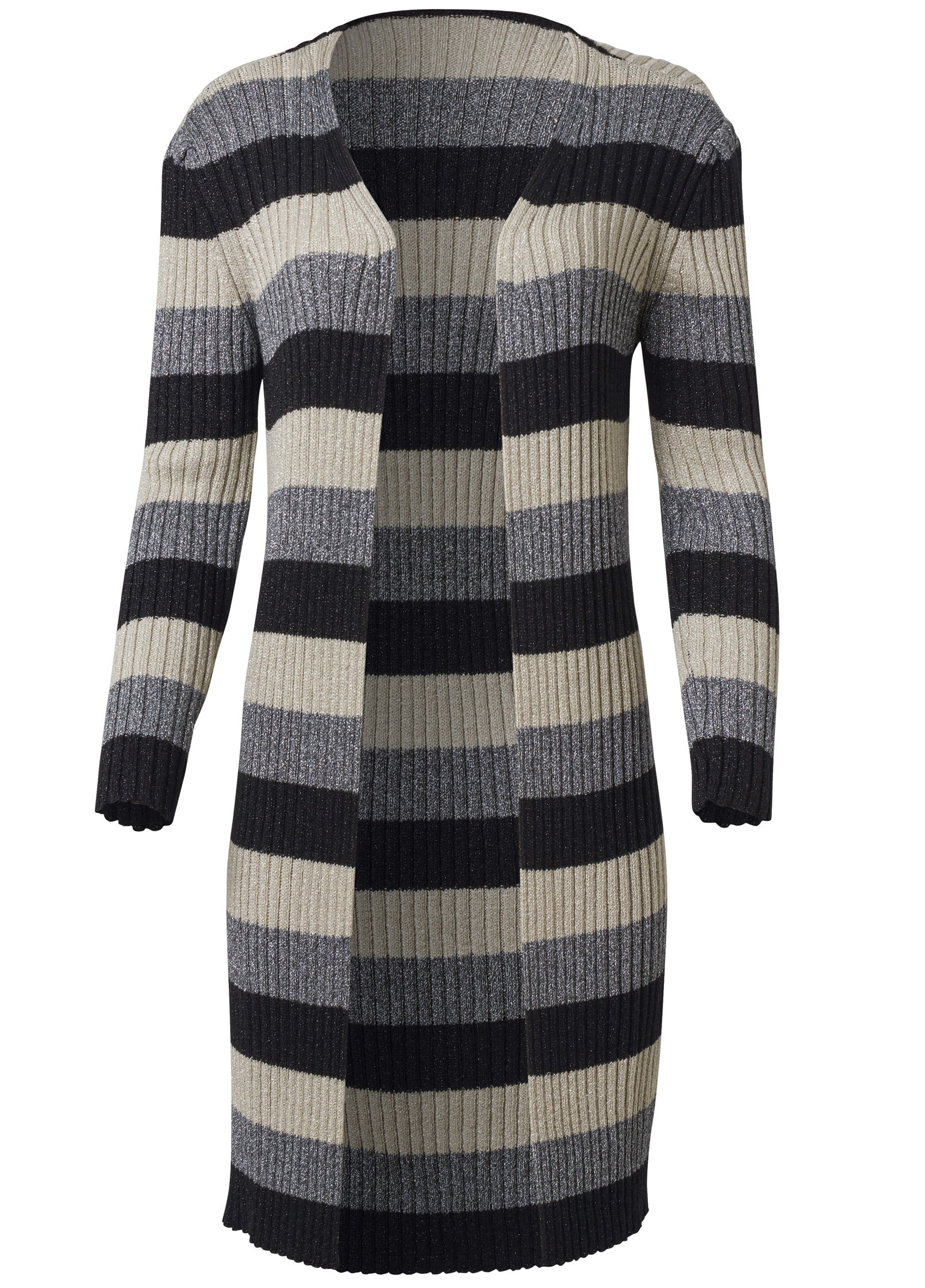Striped ribbed cardigan - Black Multi
