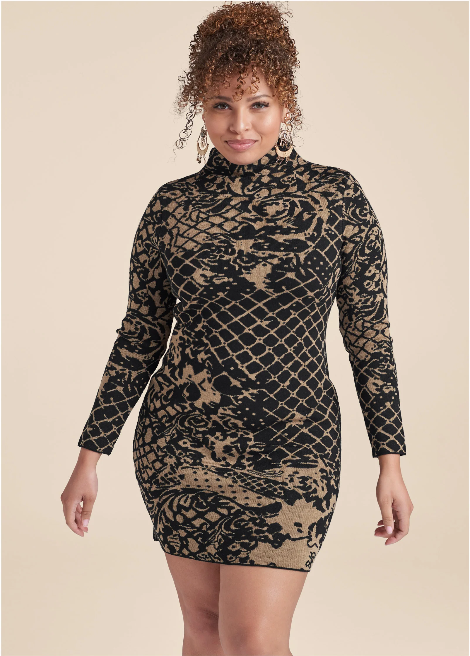 Bodycon sweater dress - Black Multi