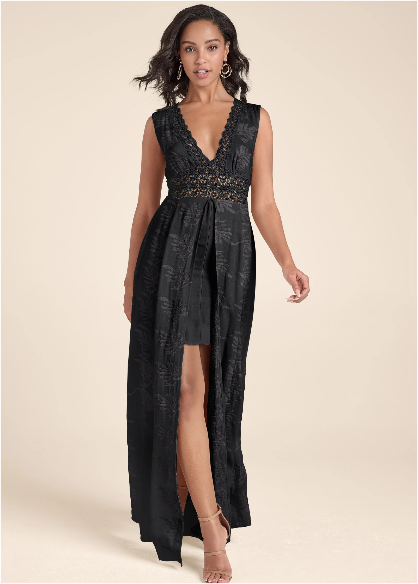 Embroidered maxi dress - Black