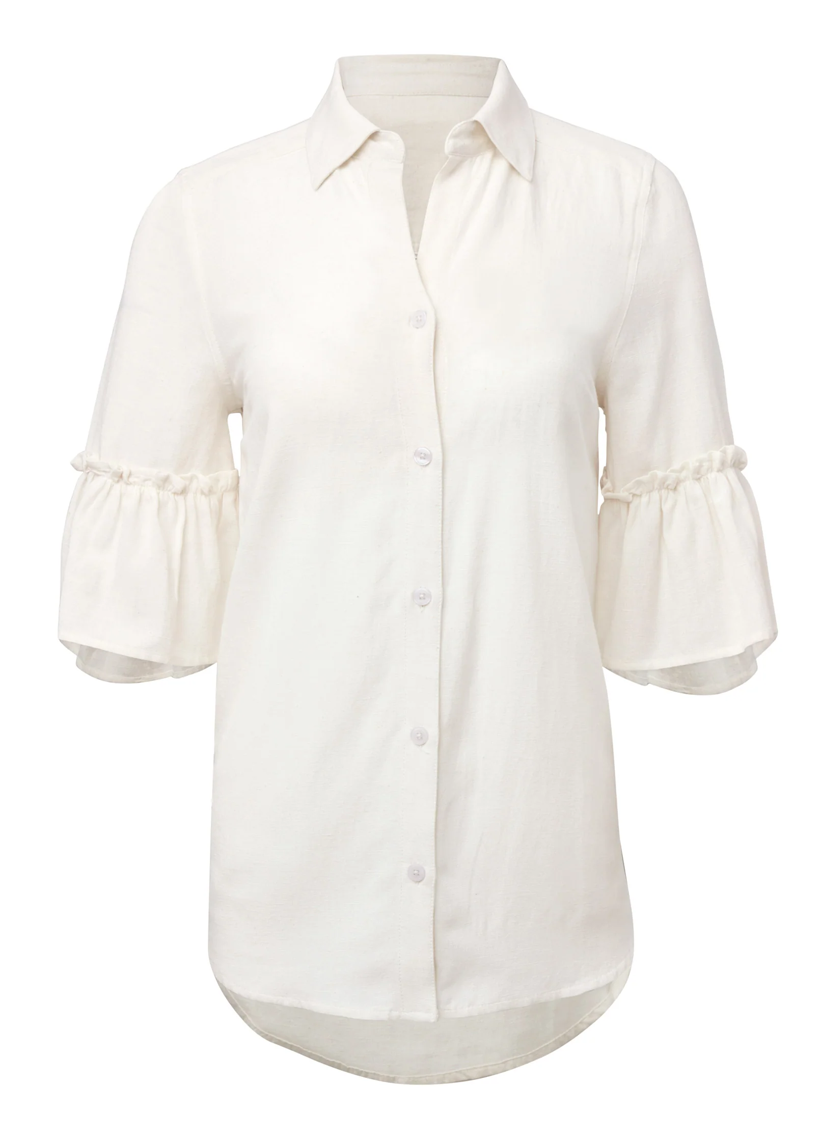 Ruffle sleeve woven top - Off White