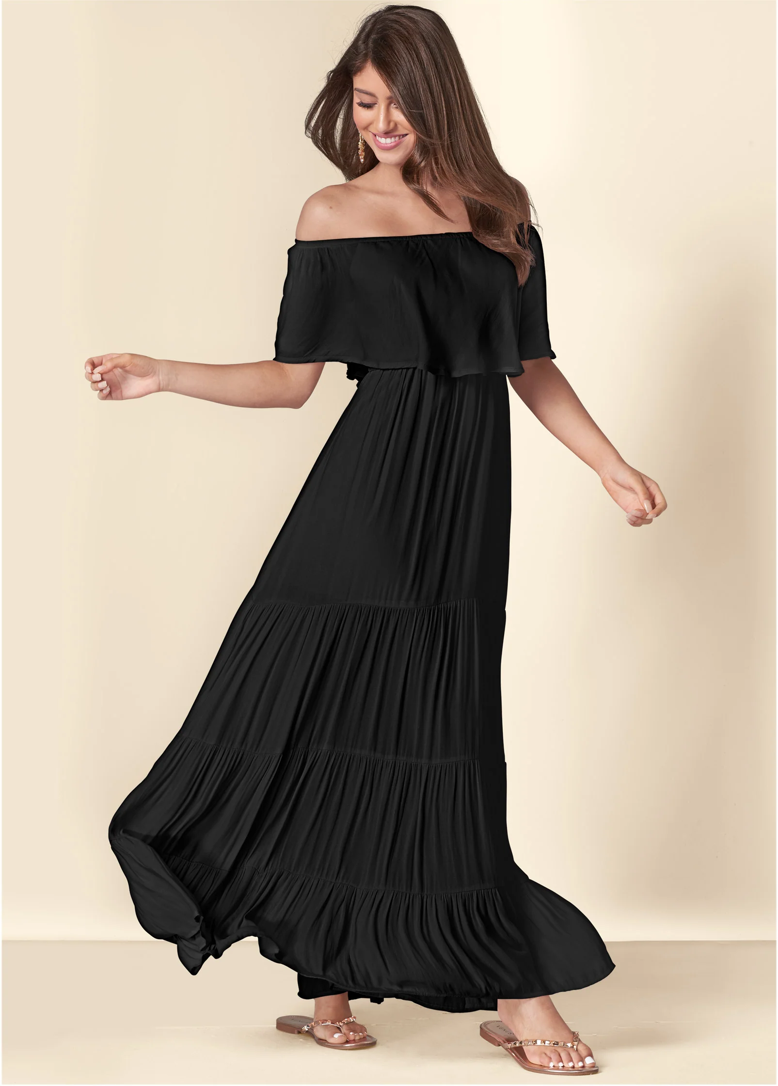 Tiered maxi dress - Black
