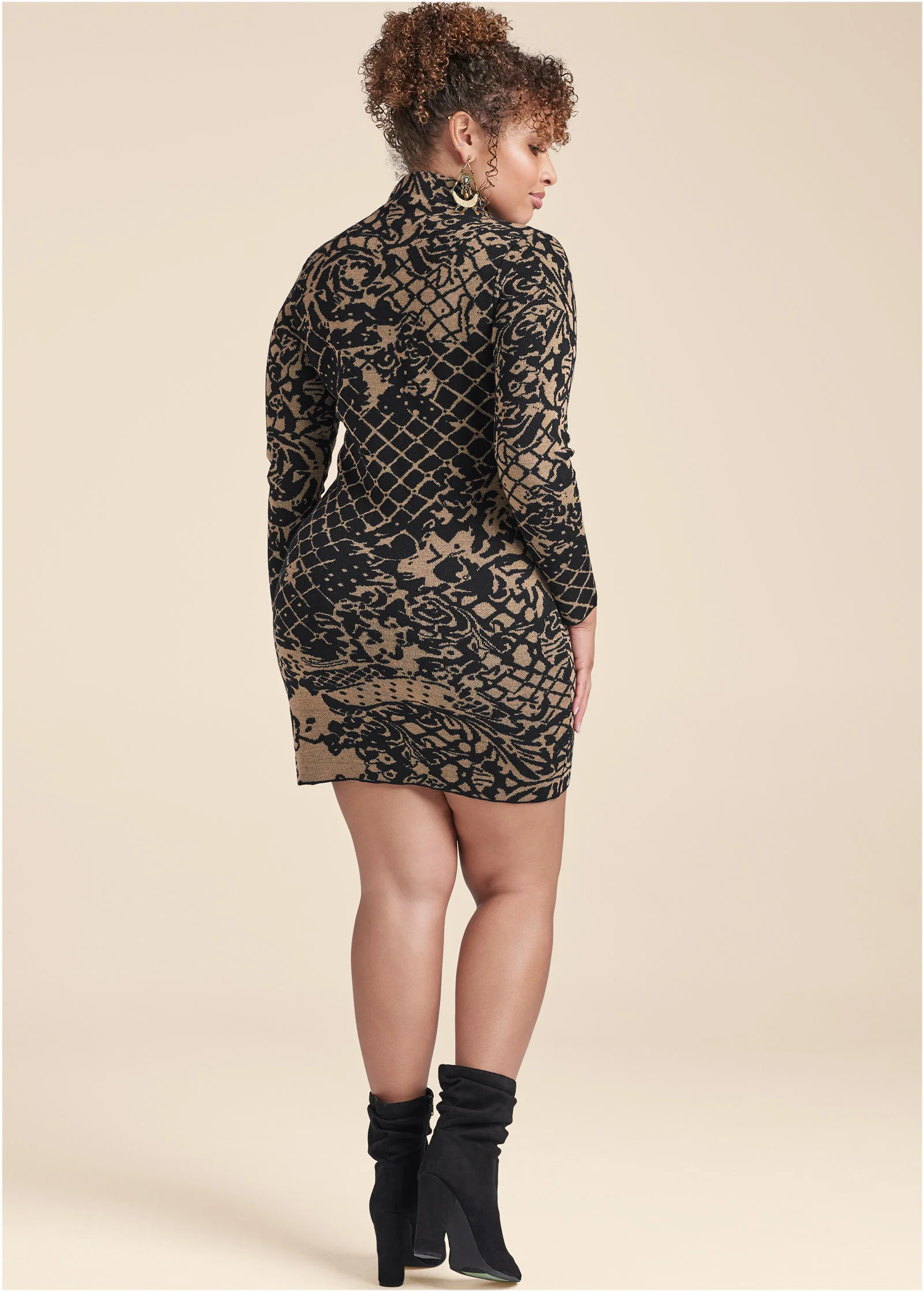 Bodycon sweater dress - Black Multi