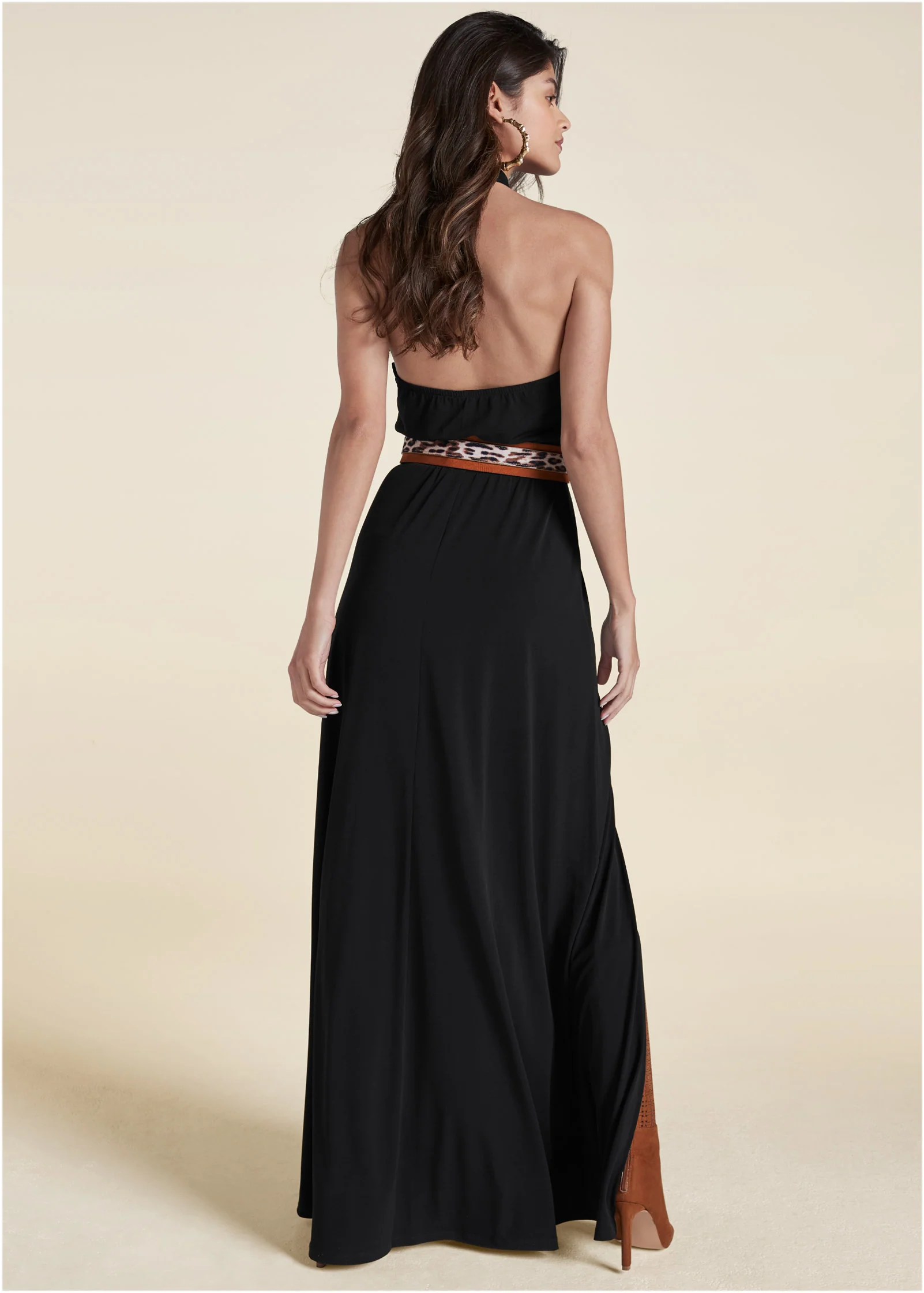 Cross neck halter dress - Black