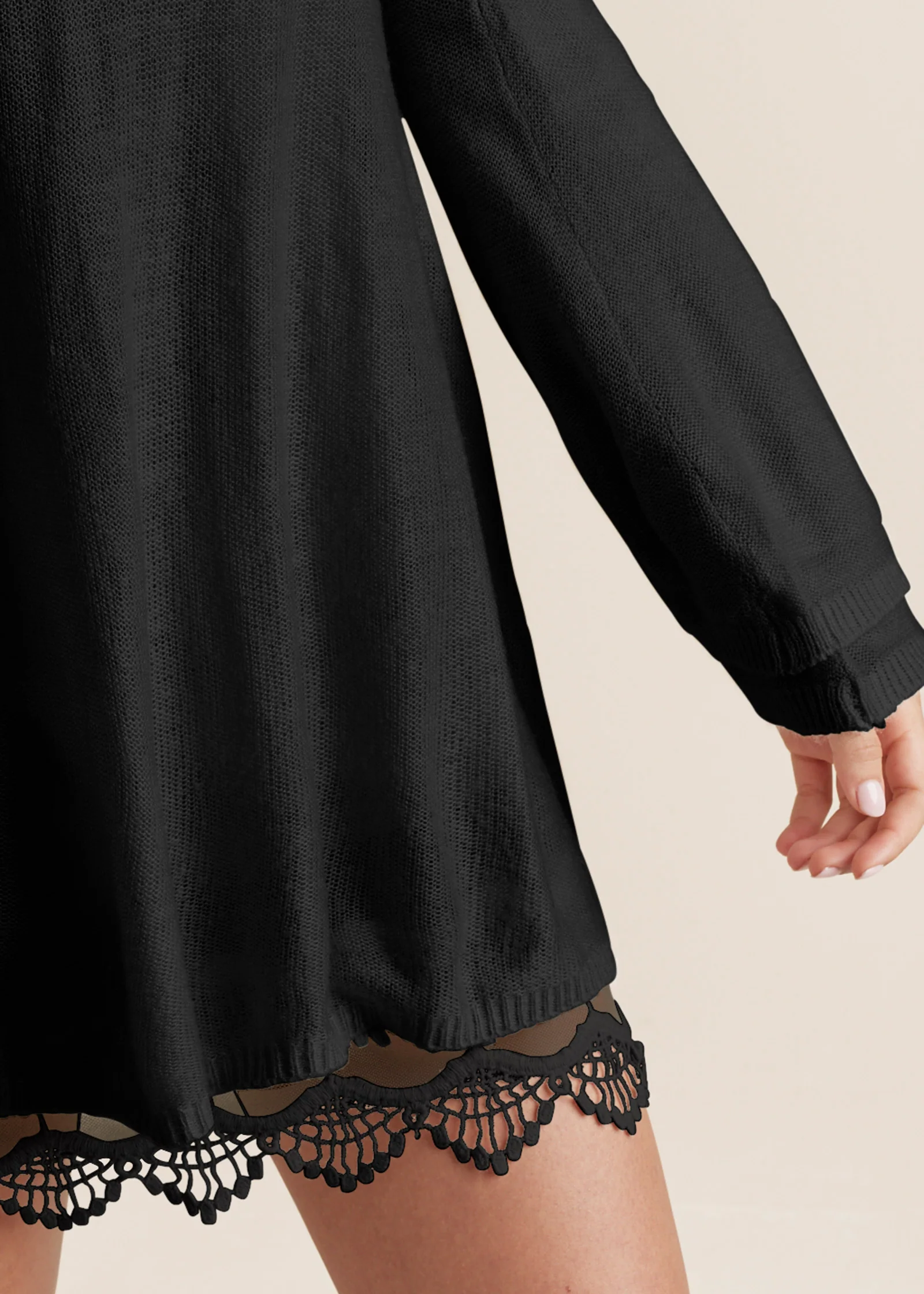 Boho sweater dress - Black