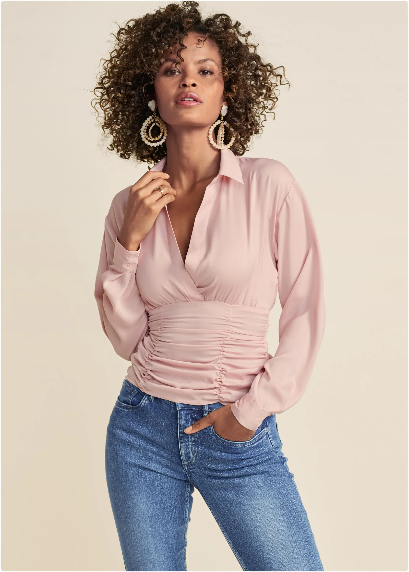 Soft collared blouse - Mauve