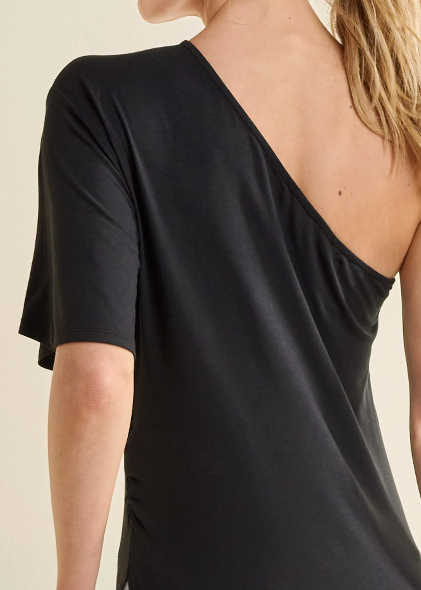 One-shoulder maxi top - Black