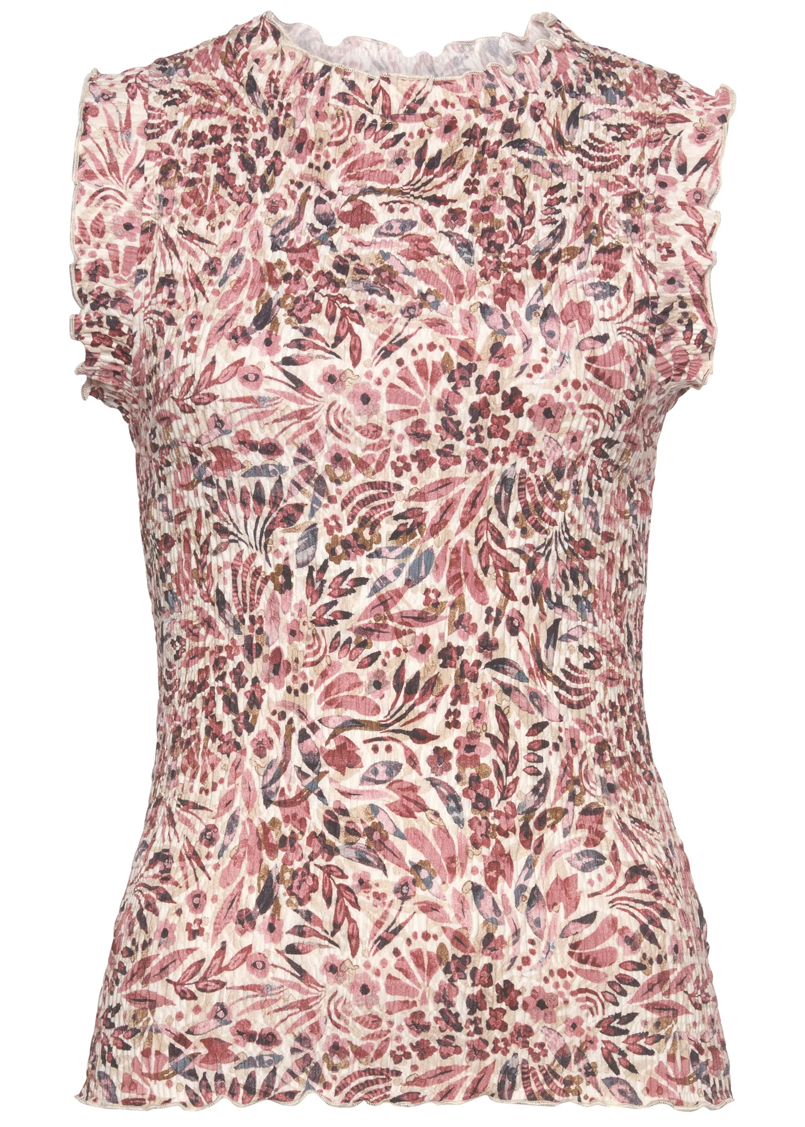 Allover smocked top  - Cream Multi