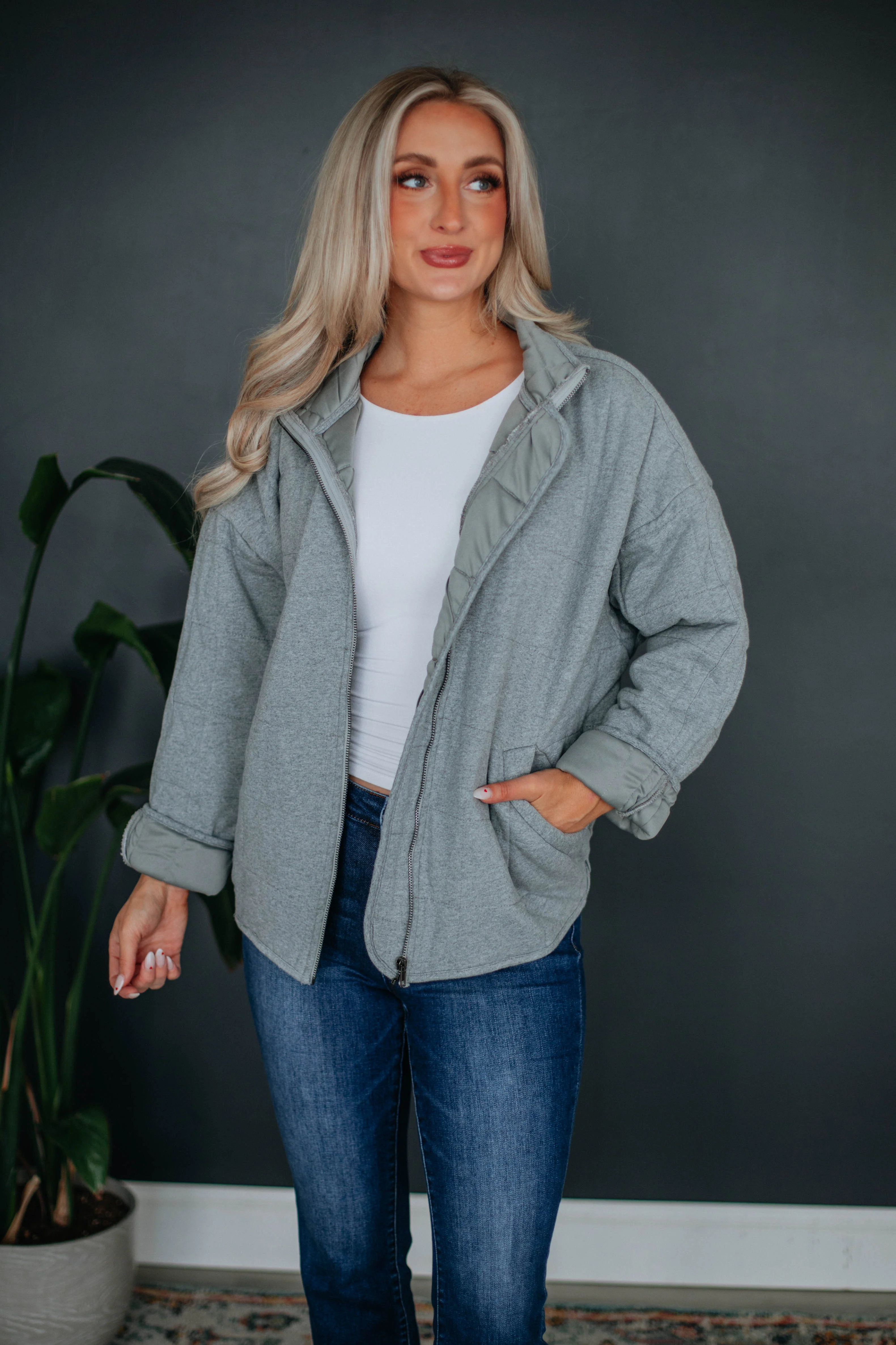 Winslie Quilted Jacket - Heather Grey