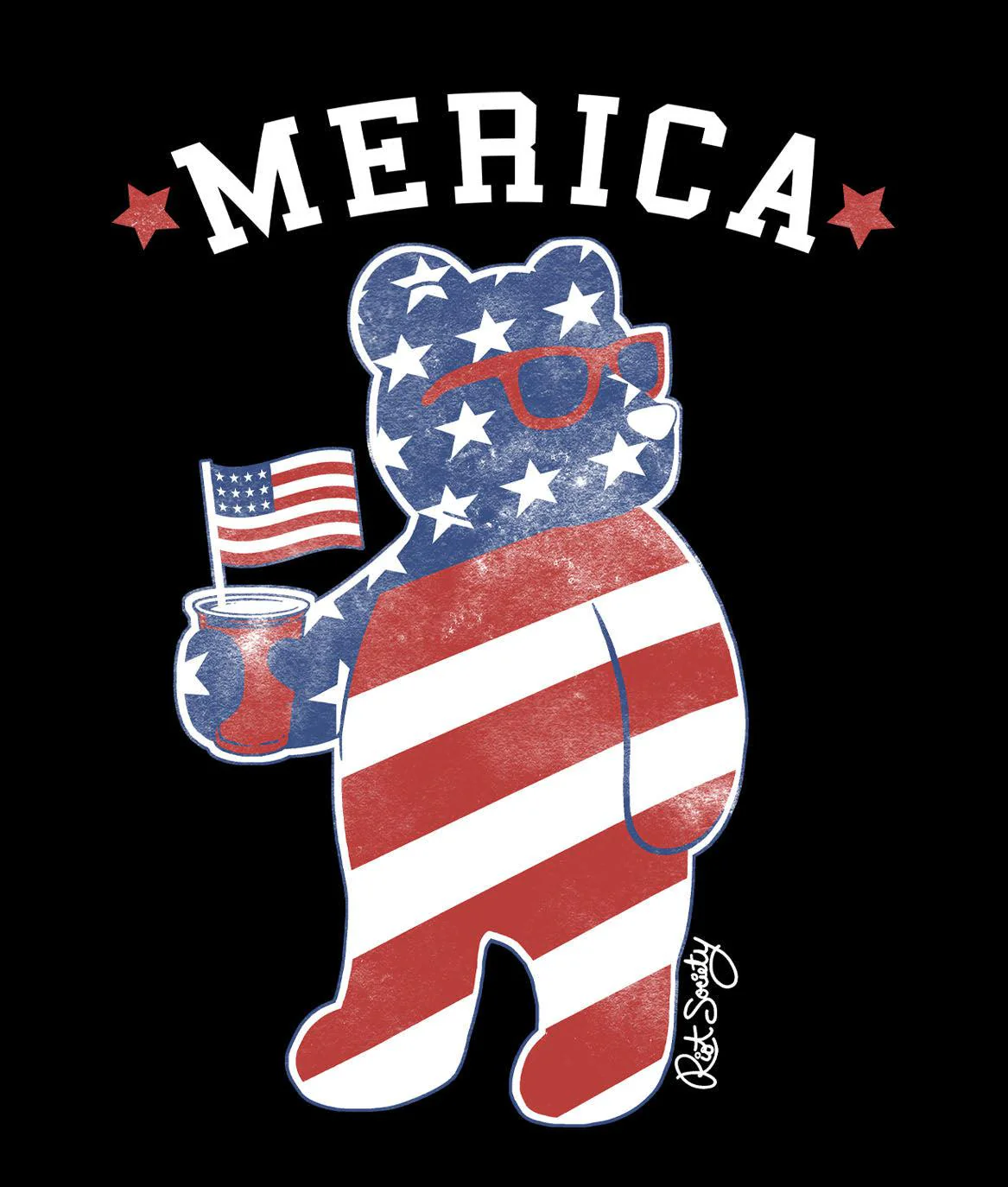 Merica Riot Bear Mens T-Shirt