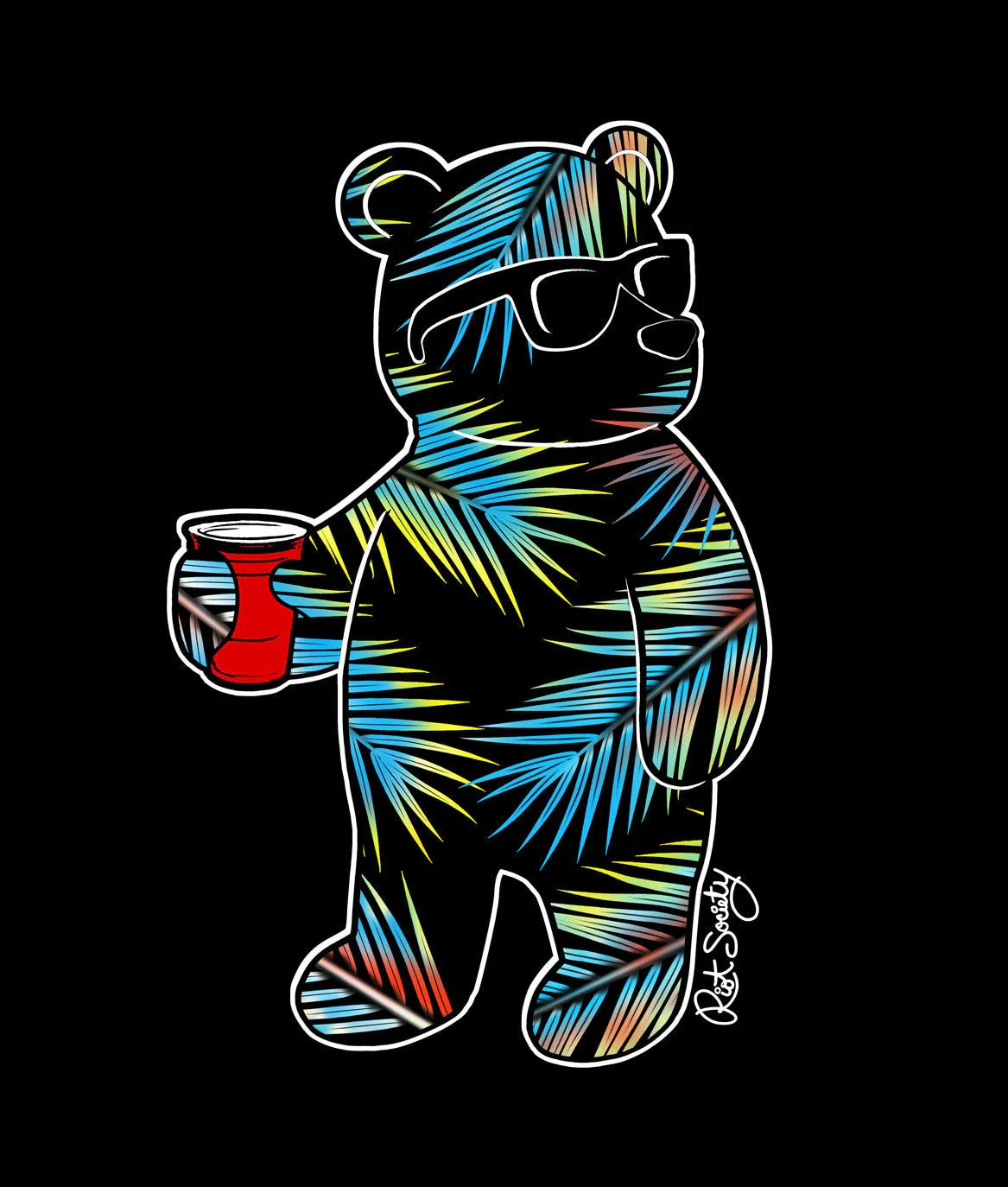 Tropical Palms Bear Mens T-Shirt