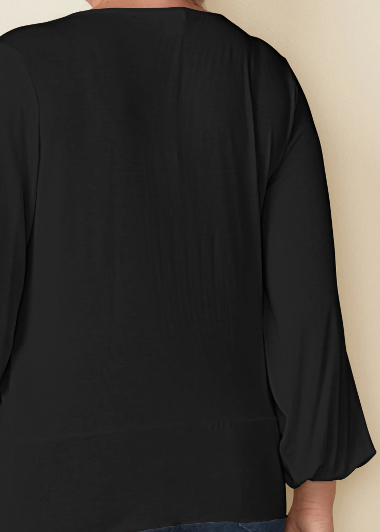 Tie-front button-up top - Black