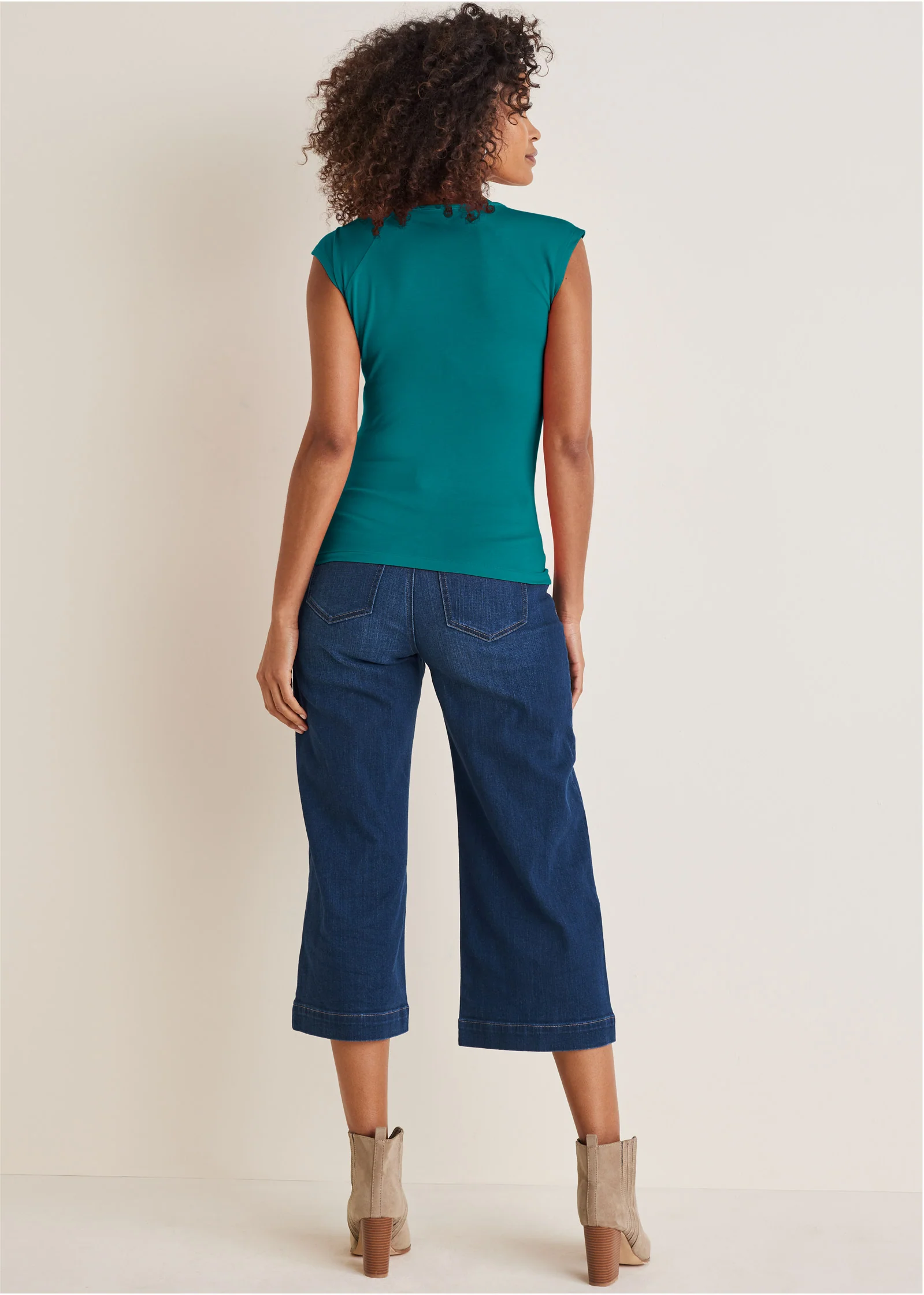 Ruched cap sleeve top - Teal