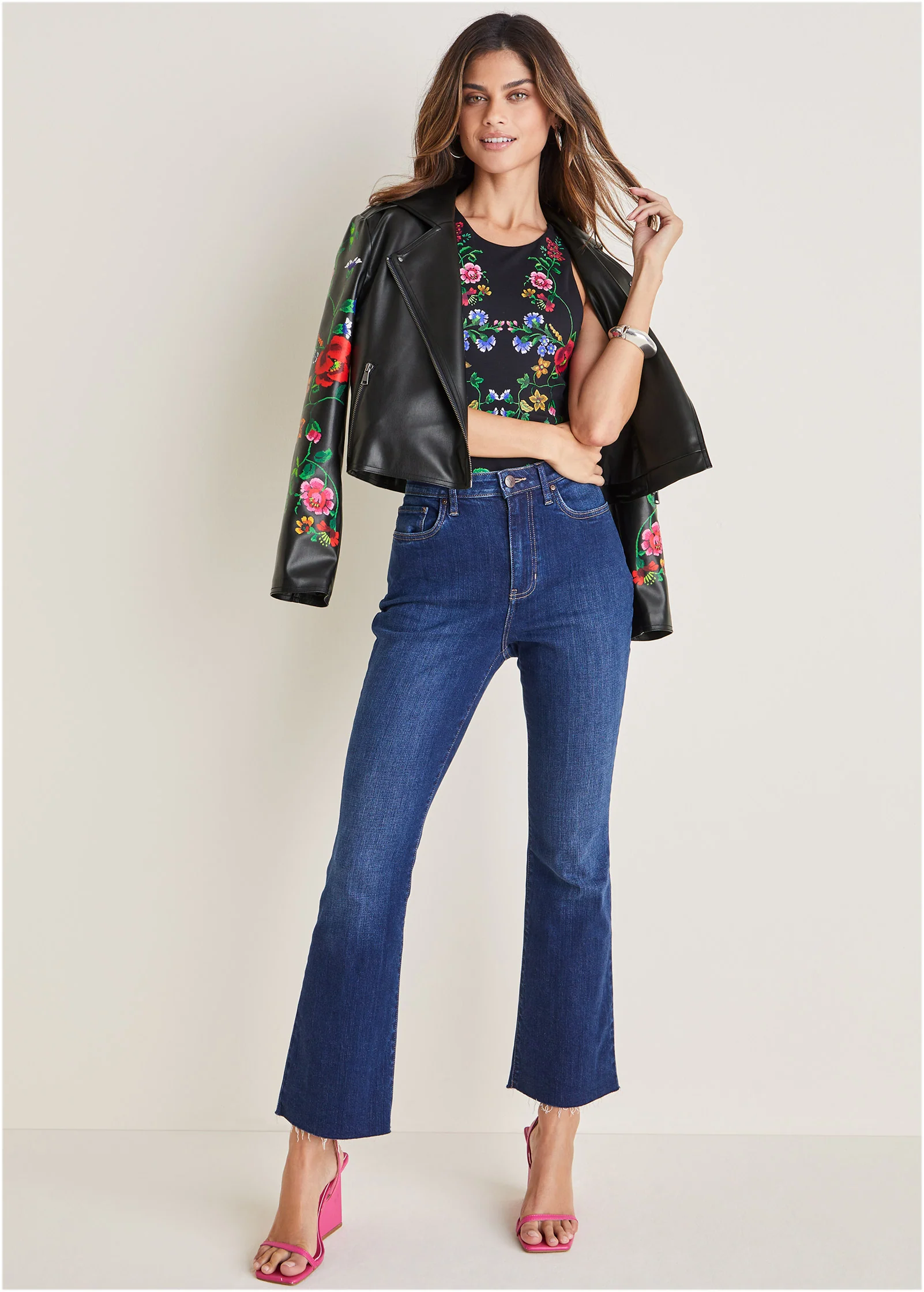 Floral print bodysuit - Black